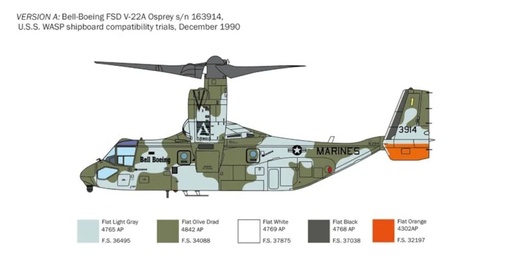Italeri 1463 V-22 A Osprey, Scala 1:72, Plastic Model Kit, Modello in Plastica da Montare, Modellismo