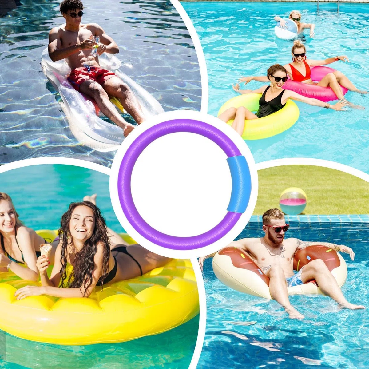 Pool Noodles Foam – galleggiante per noodle da piscina, tubi gonfiabili in morbida schiuma multiuso con connettore, noodles per piscine, connettori per noodle per sport, fitness, allenamento