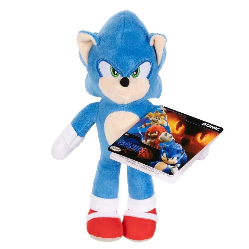 JAKKS Pacific Sonic The Hedgehog Sonic 3 Movie - Peluche di Sonic 22,9 cm