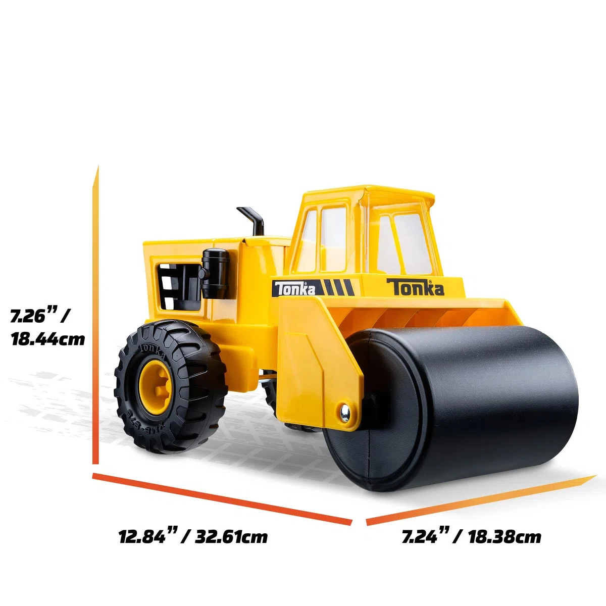 Tonka Rullo Compressore in Acciaio, Struttura Resistente in Vero Acciaio, Giocattolo da Demolizione Giallo con Movimenti Realistici, Per Bambini e Bambine dai 3 Anni in su