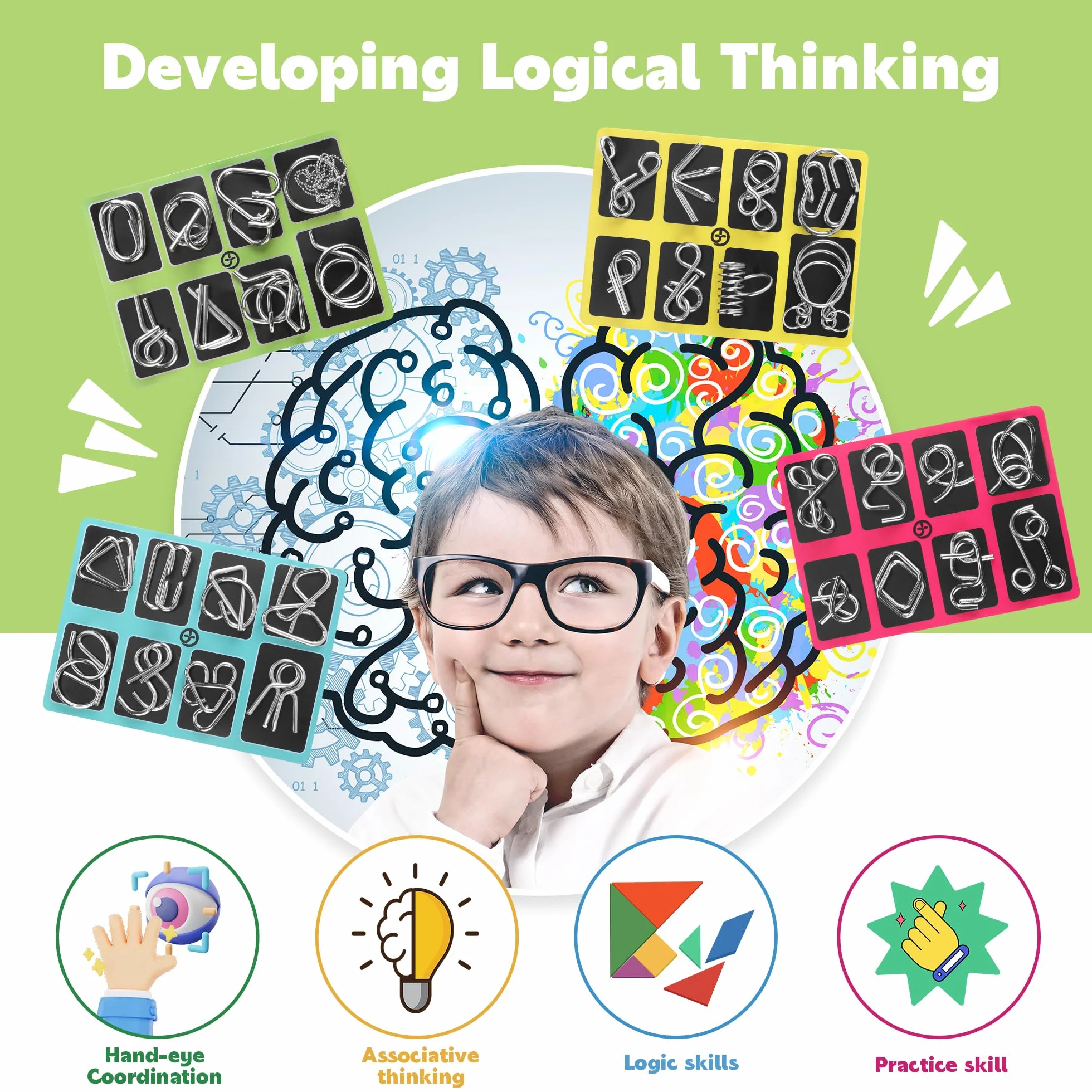 32 Pezzi Puzzle In Metallo, Rompicapo Metallo, Giocattoli Educativi IQ Test Per Adulti E Bambini Regali Bomboniere Premi