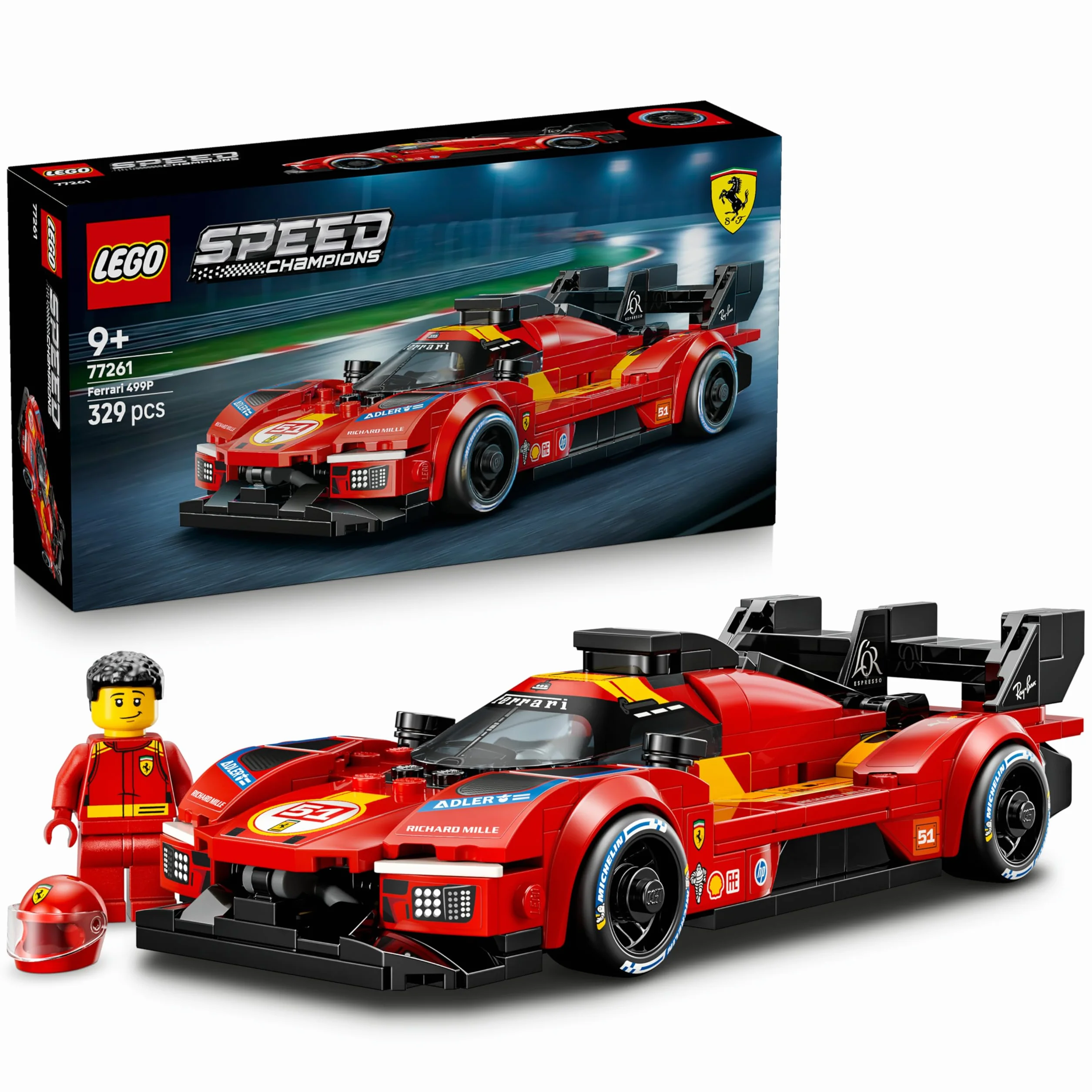 LEGO Speed Champions Ferrari 499P Macchina Giocattolo - Modello STEM di Auto da Corsa con Minifigure da Collezione - Gadget Sportivo Regalo per Bambini da 9 Anni in su e per Fan dei Motorsport - 77261