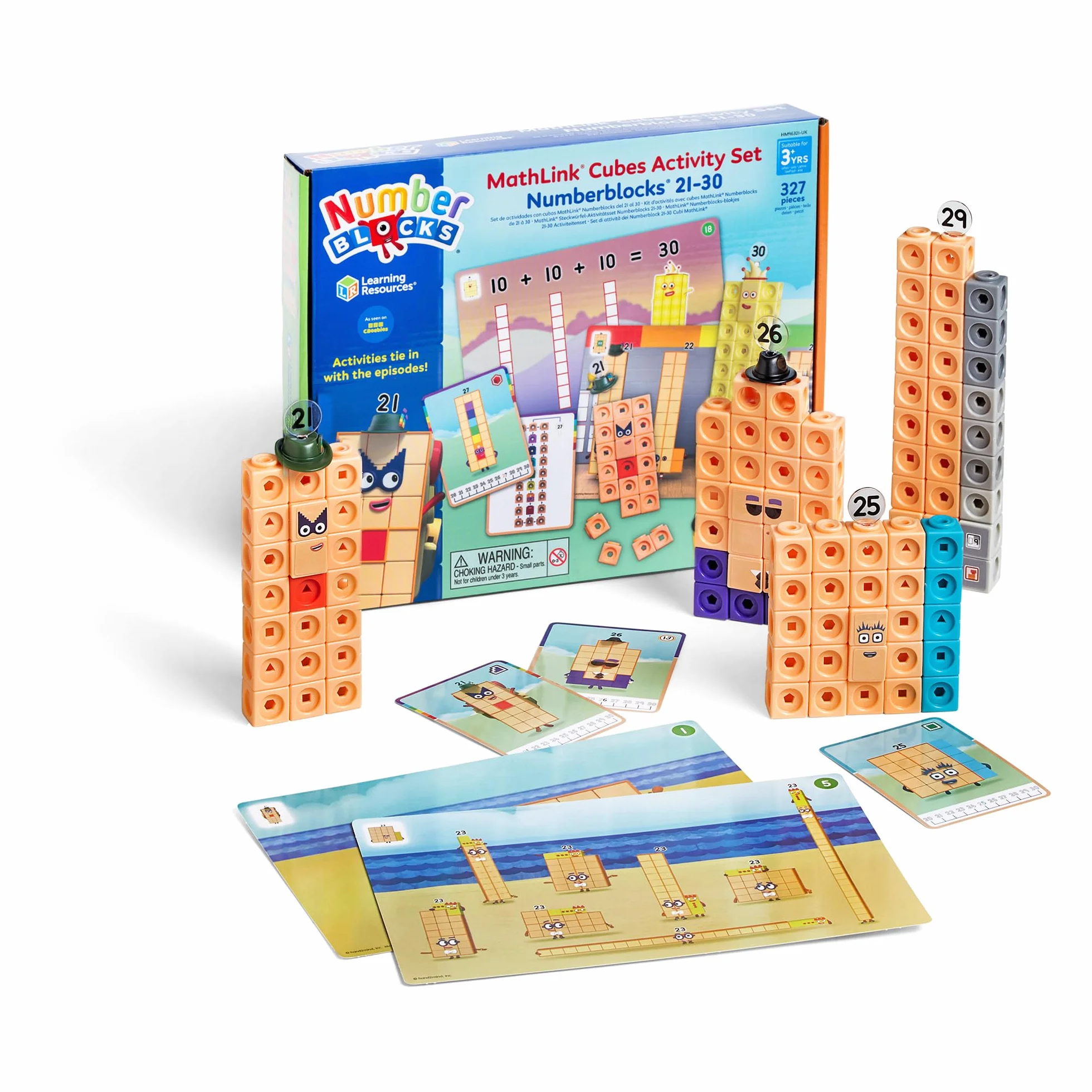 Learning Resources MathLink Cubes Numberblocks 21–30, età 3+, Gioco Educativo Matematica, Costruzioni con Cubi, attività con Carte, Impara Valore Posizionale e Numeri