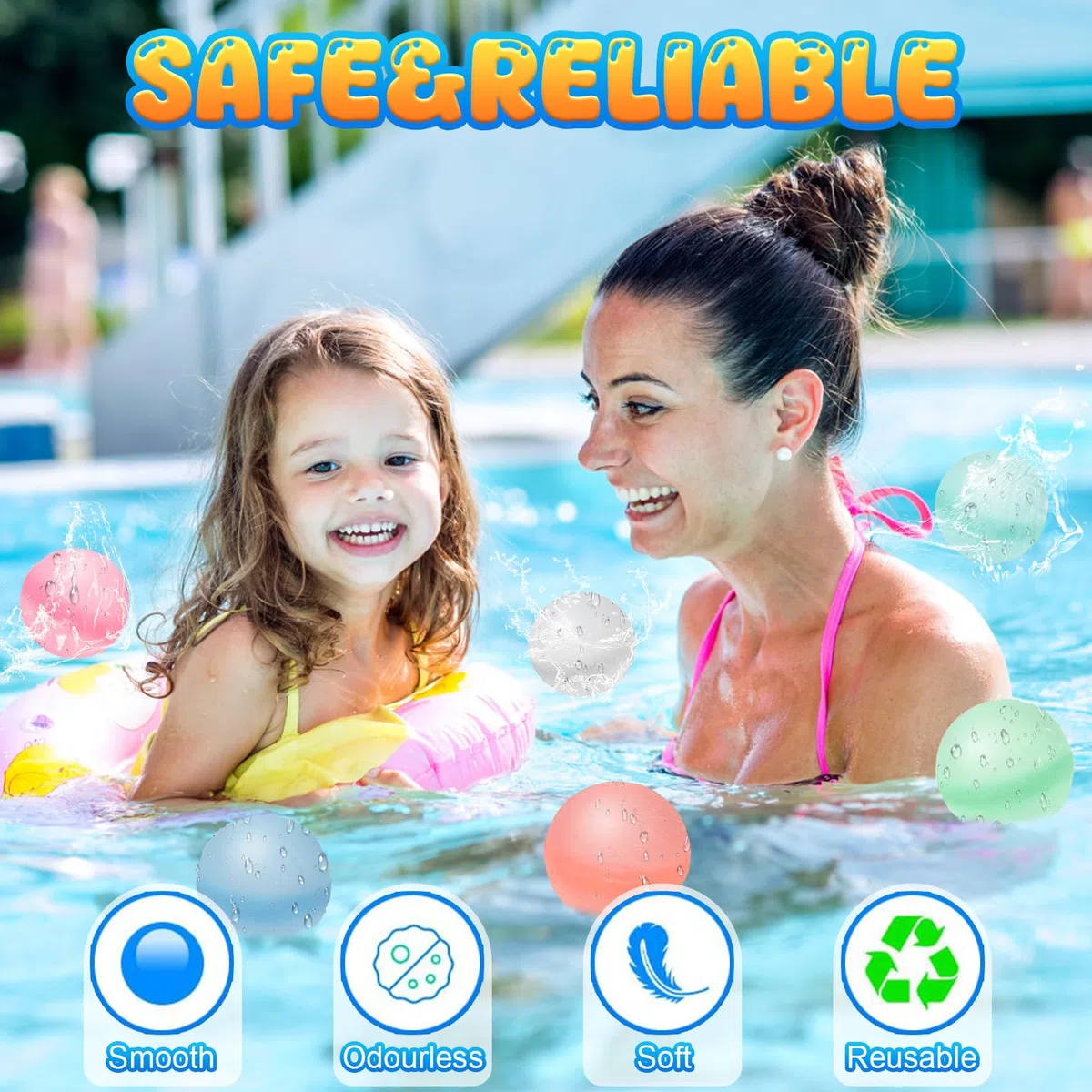 Palloncini ad acqua riutilizzabili, 2026 Nue 30 pezzi bombe ad acqua con chiusura automatica con tasca a rete, palloncini ad acqua,palloncini ricaricabili in silicone (30)