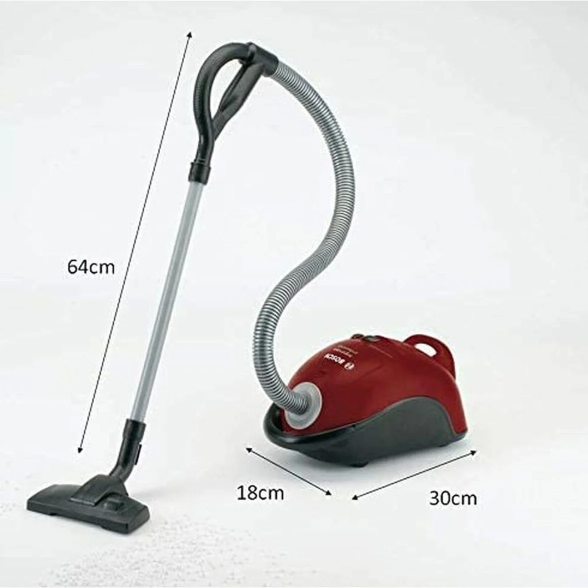 Theo Klein Aspirapolvere Bosch Riproduzione Fedele all'originale con Funzione di aspirazione e Sonora a batterie Dimensioni 19 cm x 25 cm x 74 cm Giocattolo per Bambini a Partire dai 3 Anni di età