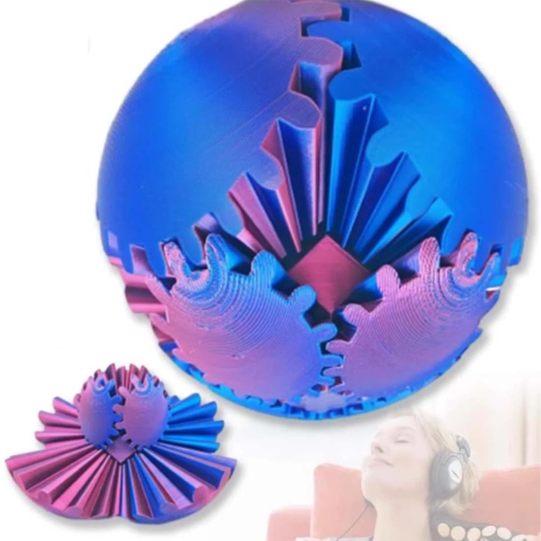 1 Pezzi Palla per Ingranaggi Fai Da Te, Palla Ingranaggio Stampata In 3d, Allevia Lo Stress, L'ansia, Il Relax, Regola La Tensione, Giocattolo Fidget Cubo Sfera Ingranaggio,fidget cube
