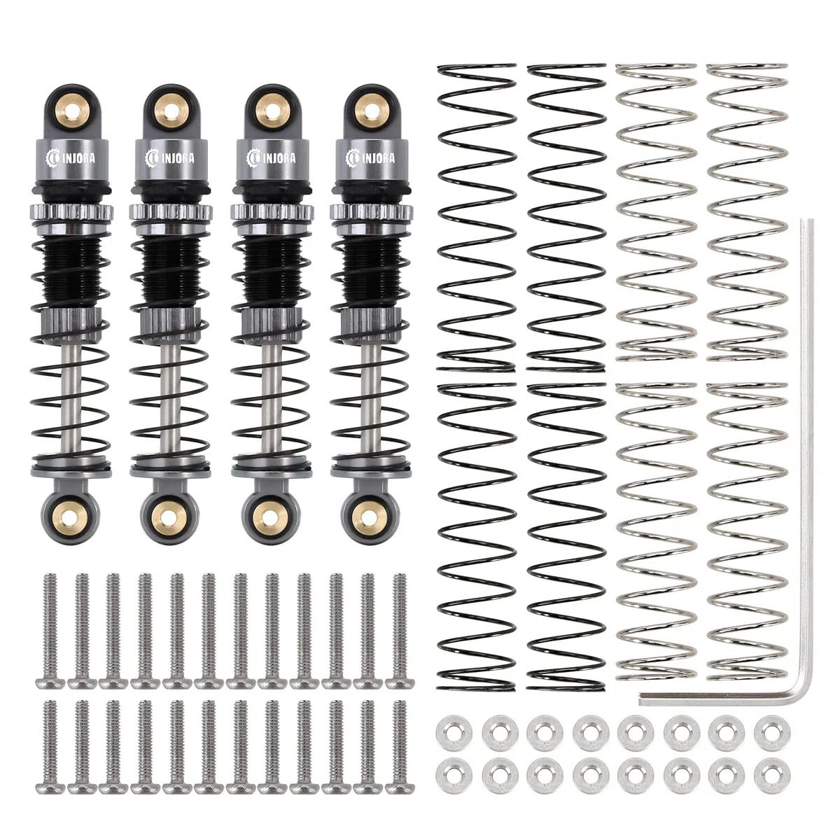 INJORA RC Ammortizzatori 39mm - Olio Shock Absorber Ammortizzatori Filettati Alluminio Upgrade Parts Tuning per Axial 1/24 RC Crawler Car SCX24 Gladiator Deadbolt C10 JLU B17,Grigio