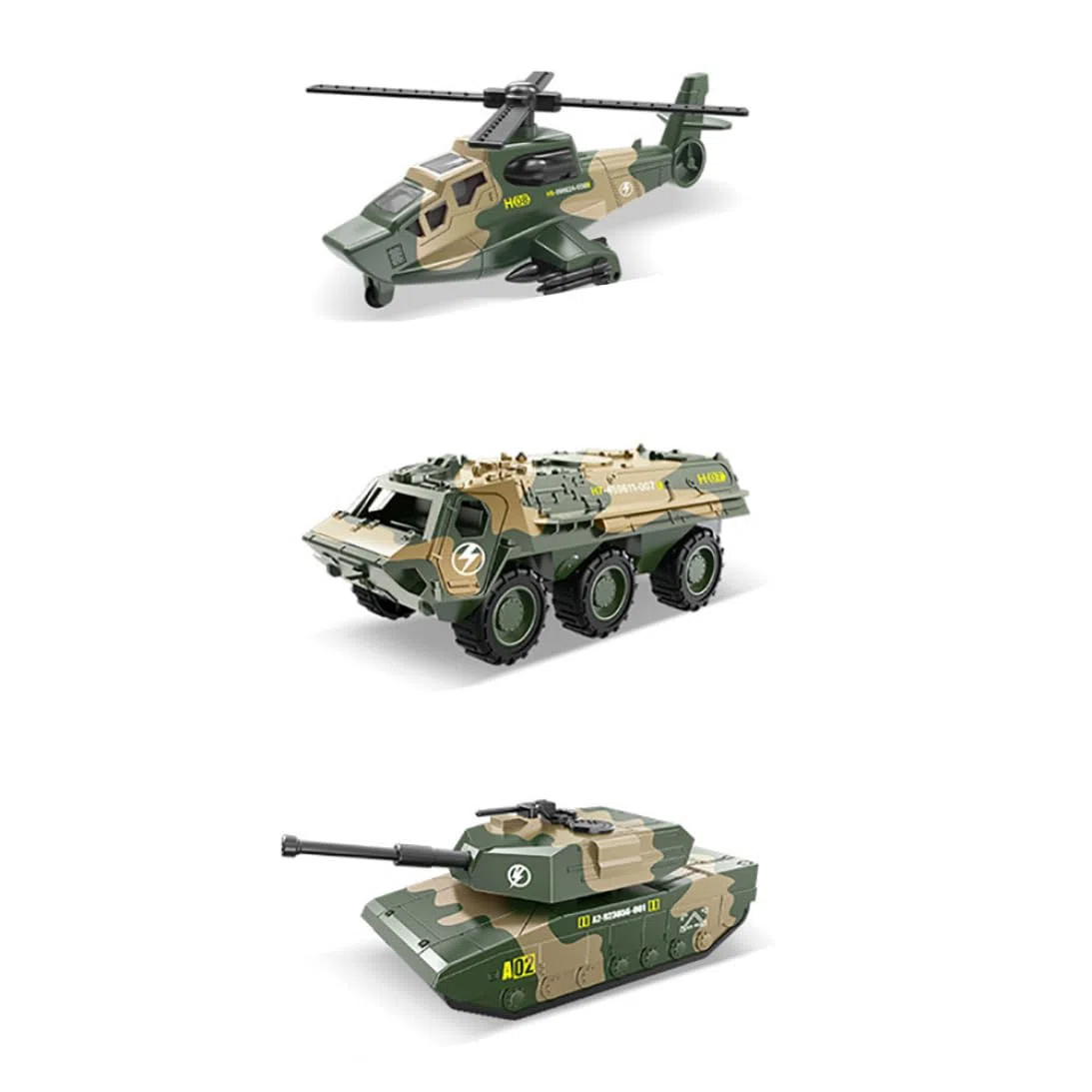 Modelli di Veicoli Militari in Lega di Veicoli pressofusi da 3 Pezzi, Giocattoli per Auto con Set da Gioco per elicotteri da Attacco con Carri Armati per Bambini Piccoli