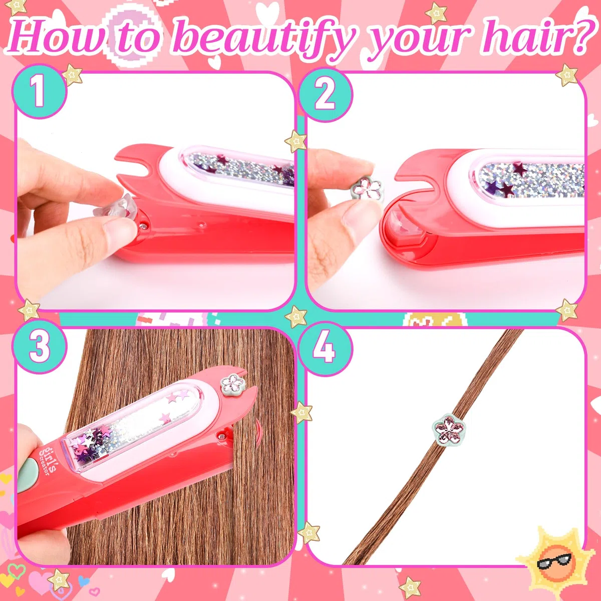 Regalo Bambina 5 6 7 8 9 10Anni,Set Treccine Magiche con Trecciatrice Per Capelli e Kit Gemme Capelli,Treccia Strumenti DIY,Regalo per Styling e Acconciature Uniche