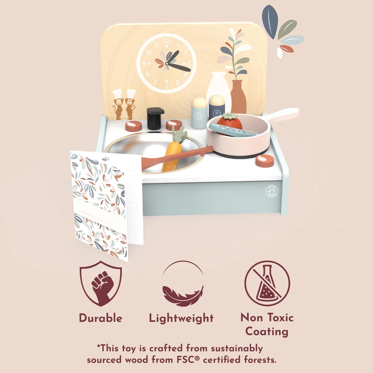 Speedy Monkey - Set Tavolo Cucina con 8 accessori - 30,5x25,5x24,5 cm