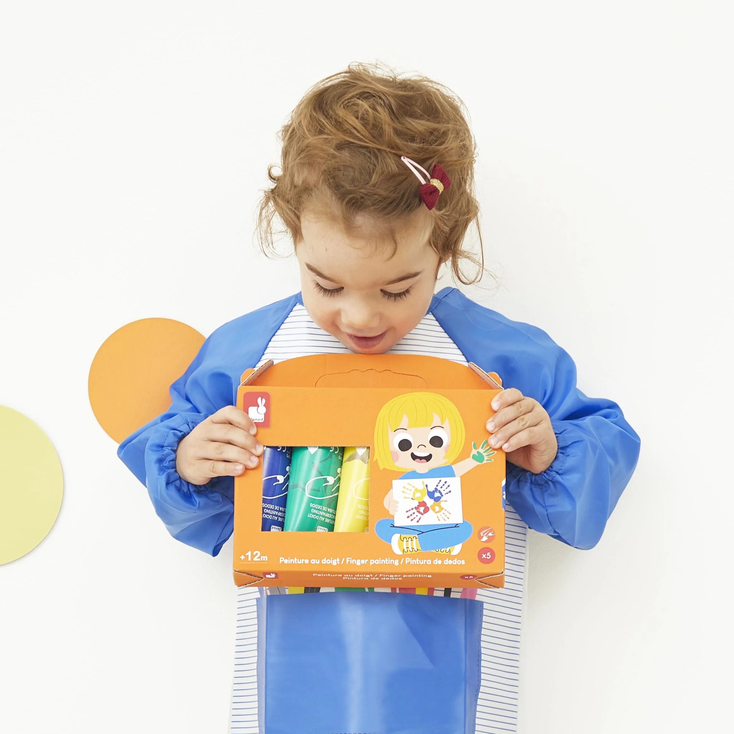 Janod - 5 tubetti di pittura a dita per bambini a partire da 1 anno - Tubetto da 75 ml - Dermatologicamente testato - Ideale per i più piccoli - A partire da 12 mesi - J07403