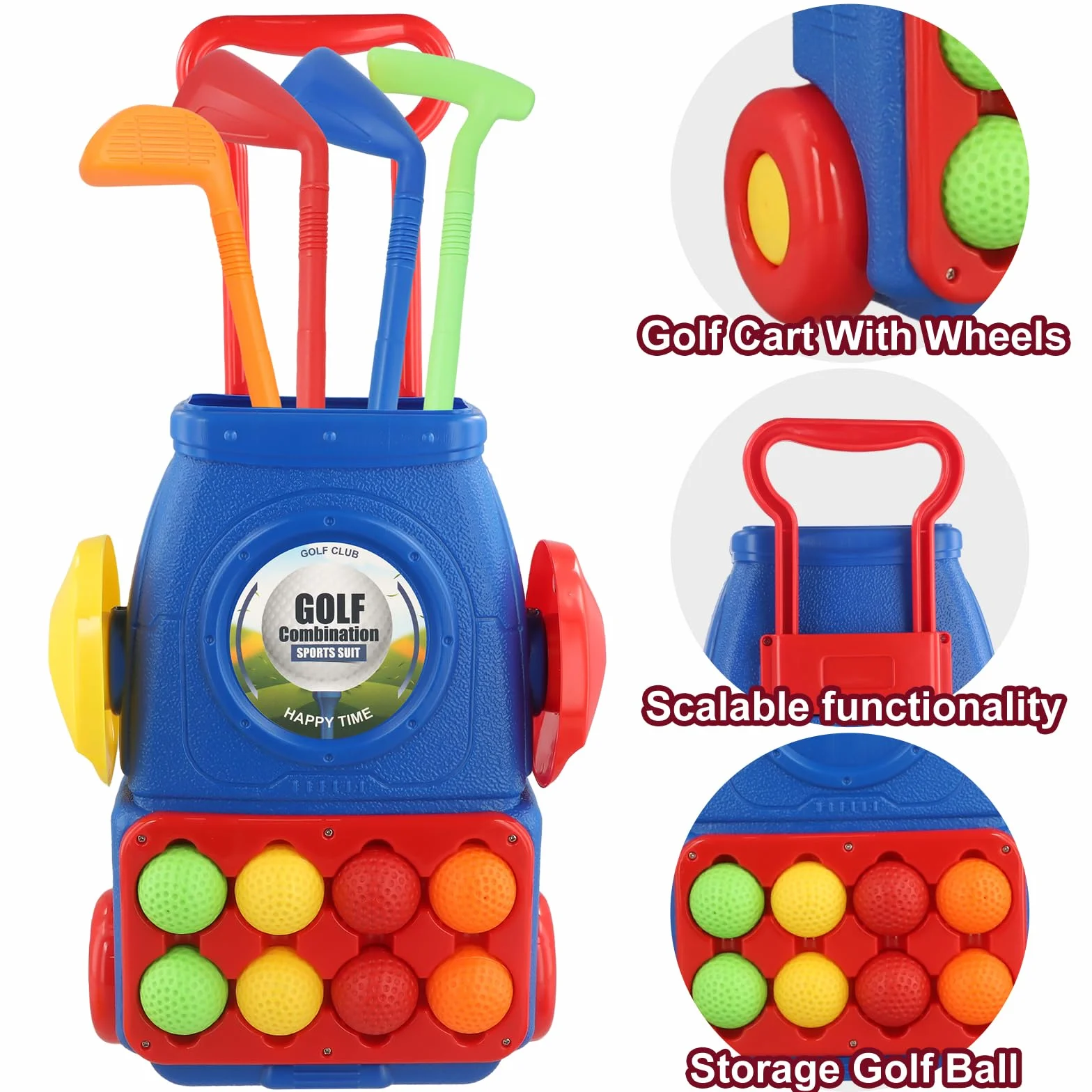 Toddler Golf Set Giocattoli per Bambini, Golf Valigia Gioco, 4 Mazze da Golf, 8 Palline, Giochi da Esterno per Bambini, Set di giocattoli da golf per bambini Giocattolo per Ragazzi Ragazze