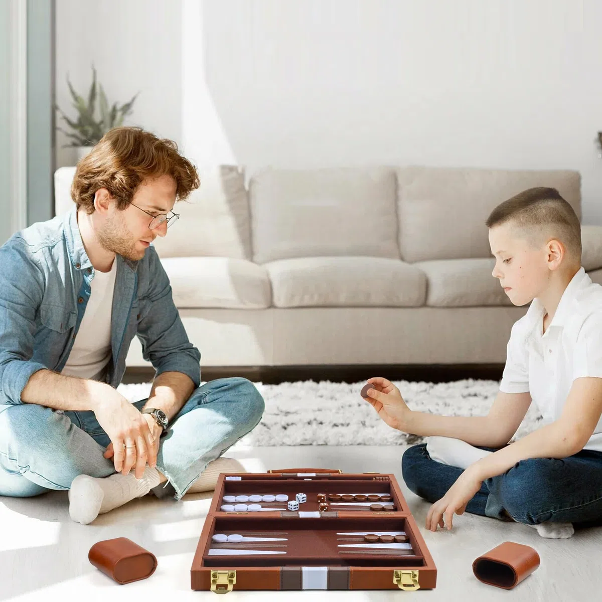 Generic Backgammon - Gioco da tavolo per adulti. 2 giocatori, 11 pollici, custodia in similpelle