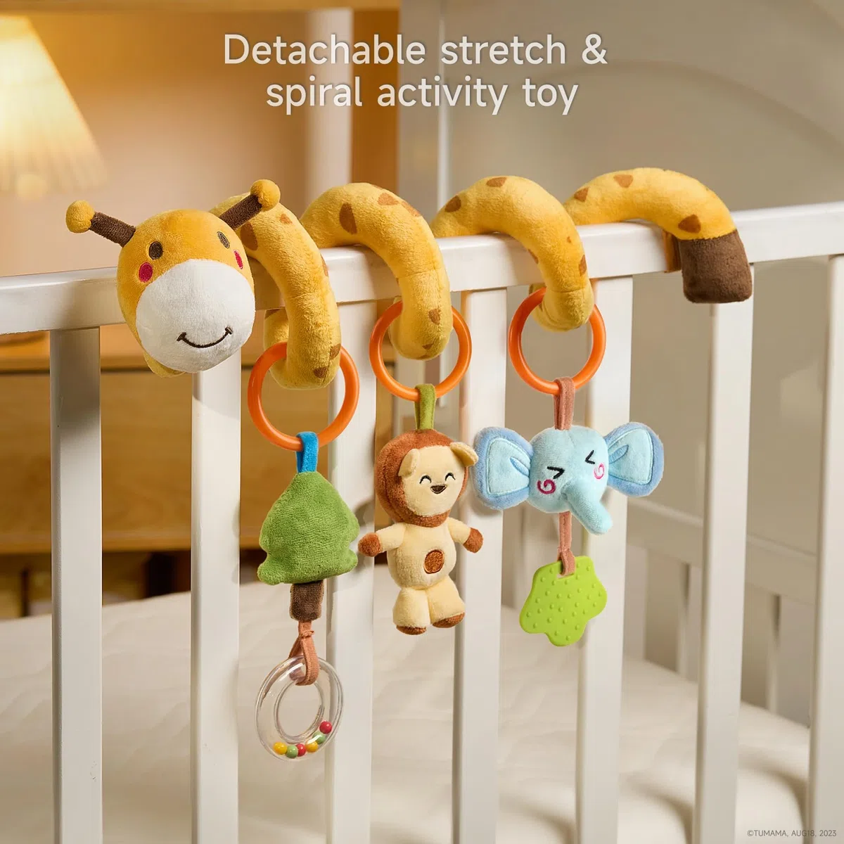 TUMAMA 2-In-1 Giochi Spirale Passeggino e Arco Viaggio Per Neonato 0 3 6 9 Mesi, Peluche Serpente Passeggino Giocattolo Gioco Per Neonati Bambina Ragazzo, Auto Carrozzina Attività Con Sonaglio Teether