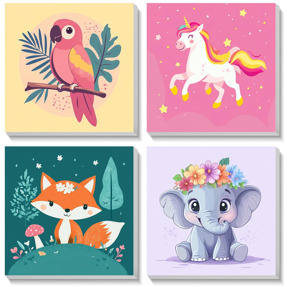 Bowetile 4Pcs Dipingere con i Numeri per Bambini Tramonto con Cornice, Kit Lavoretti Creativi per Bambini 4-8-12+ Anni, Pittura Acrilica Numerata Per Decorazione Della Casa, 20X20 cm