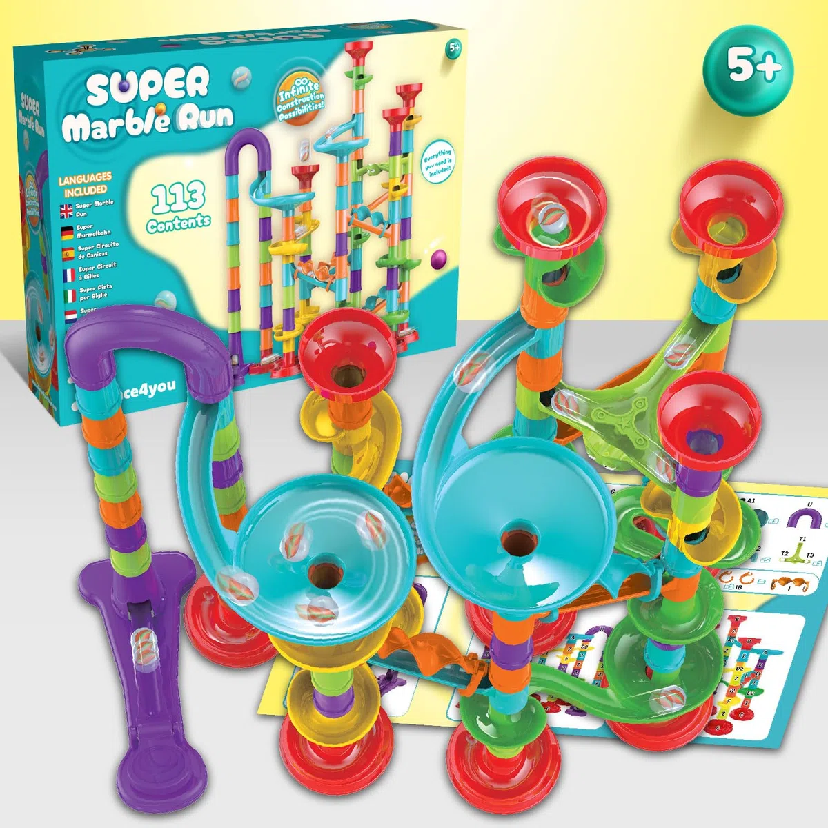Science4you Super Pista per Biglie per Bambini - Giochi con Biglie Incluse + 113 pezzi, Giochi Educativi e Giocattoli per Bambini STEM, Regalo per Bambino e Bambina 3+ anni