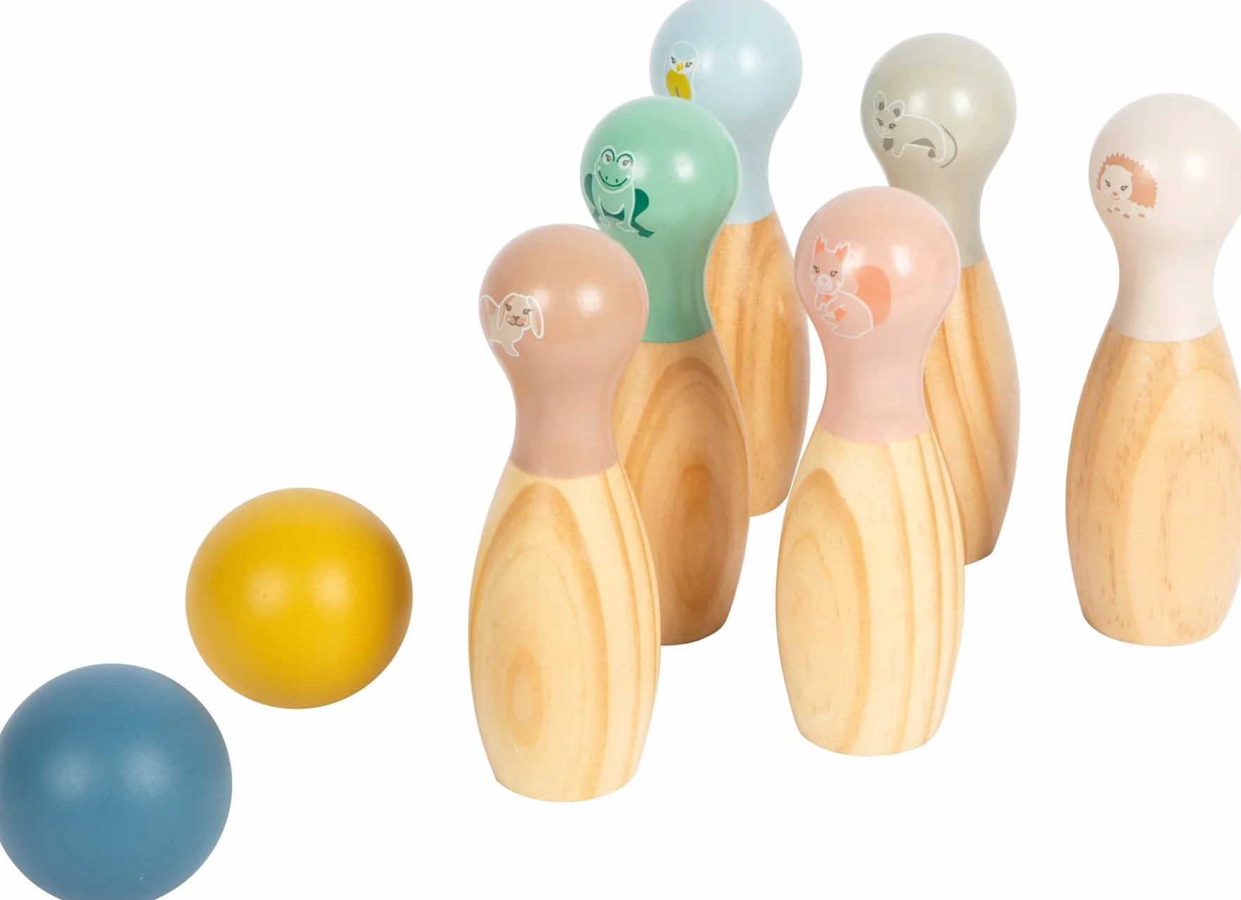 small foot Bowling "Garden Buddies" in legno, gioco dei birilli con motivi animali, bowling per bambini dai 3 anni, 12644