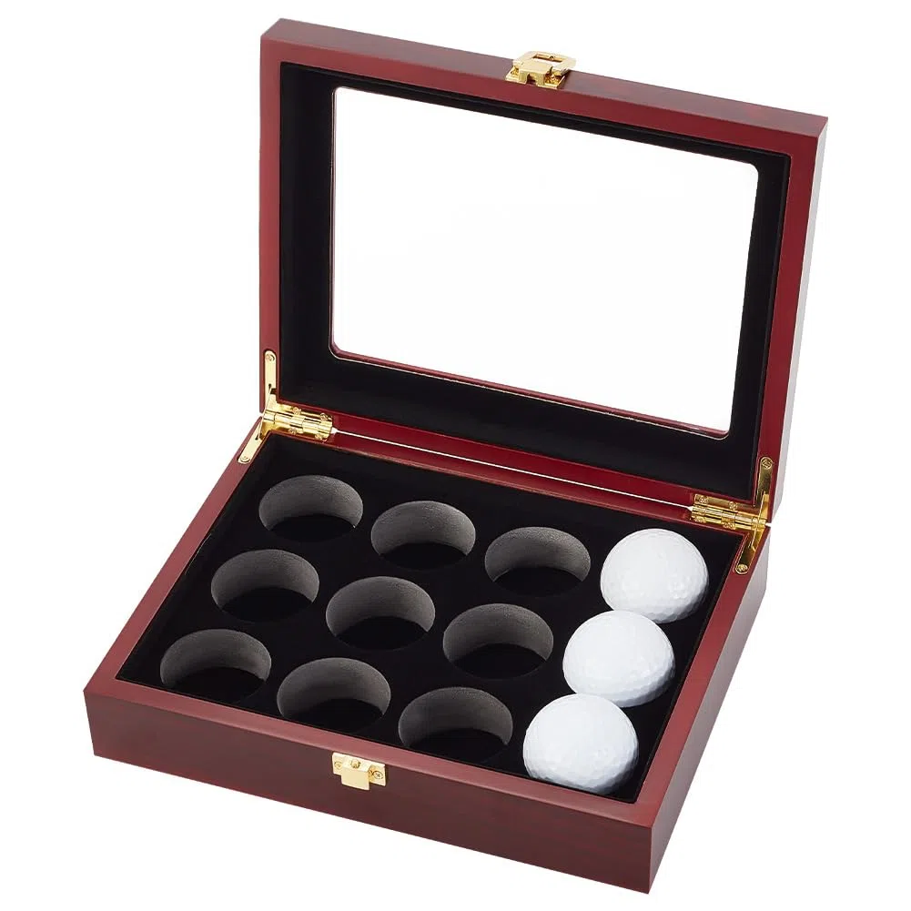 OLYCRAFT Espositore per palline da golf, scatola in legno a 12 fori, per esporre palline da golf, vetrina in legno per collezioni di palline da golf, 220 x 170 x 63 mm