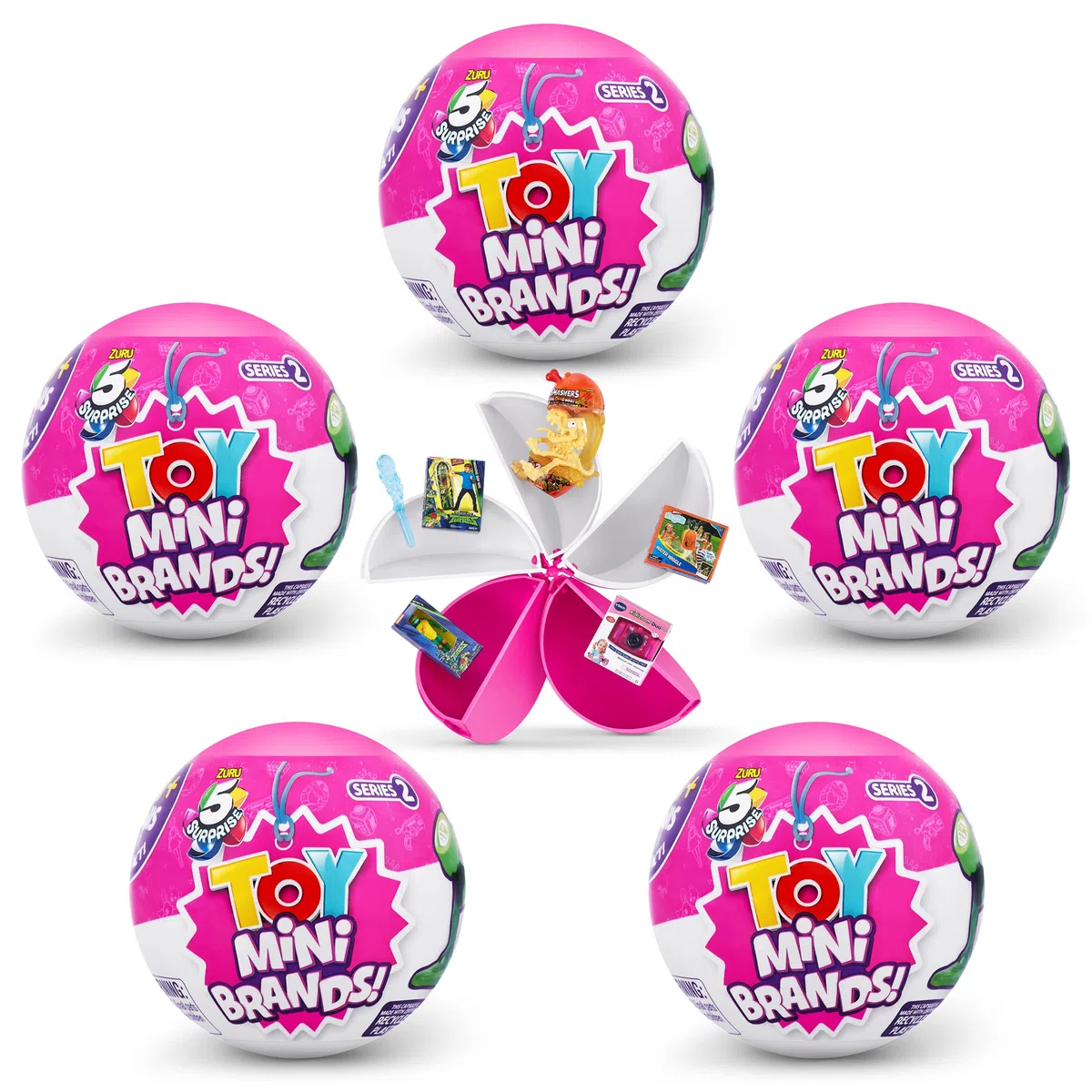 5 Surprise Mini Toys Mini Brands Series 2 Wave 2 Capsule Mystery Giocattolo da Collezione, Giocattolo a Sorpresa all'Interno (Confezione da 5)