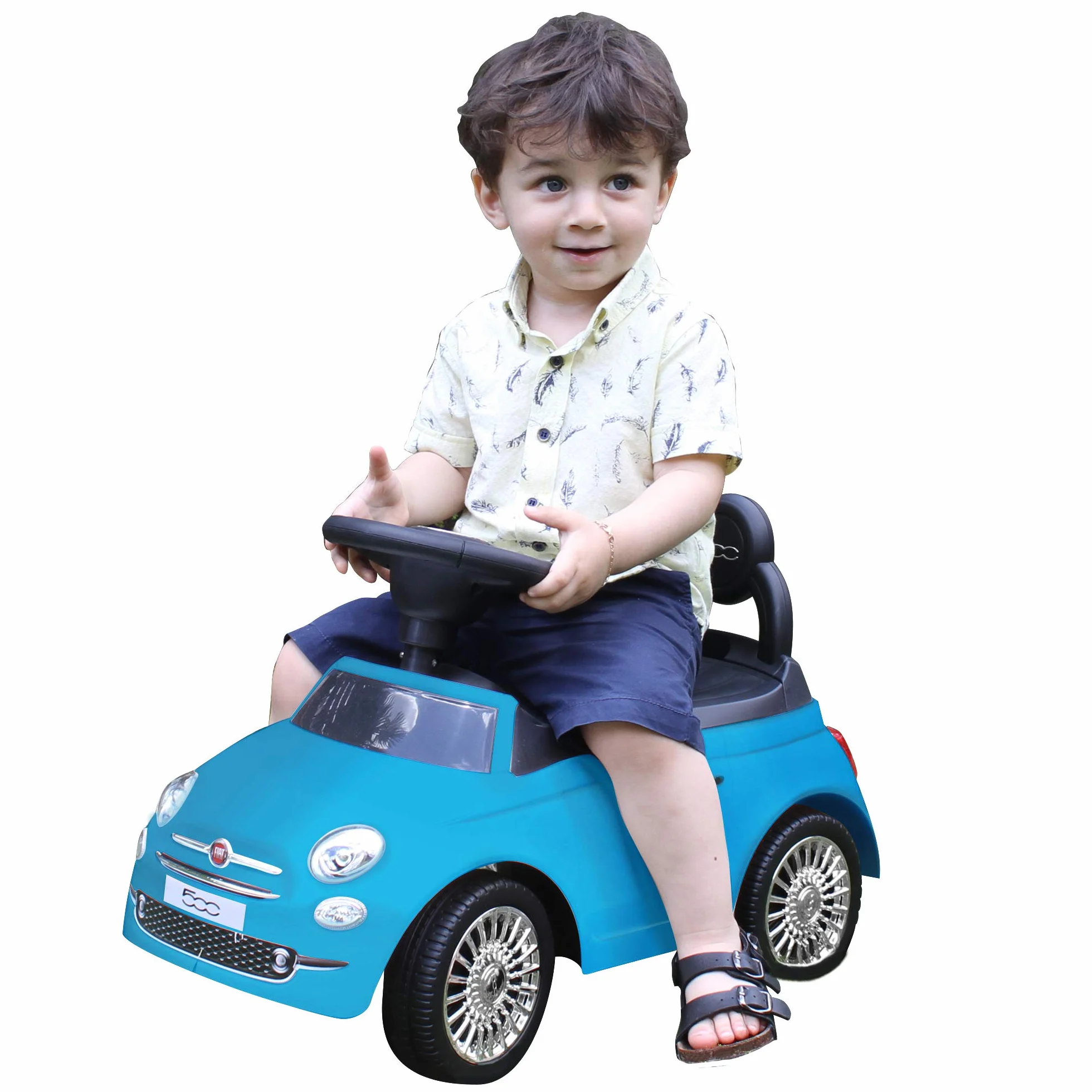 TURBO CHALLENGE - Fiat 500 - Camminatore - 119095 - Ruote Libere - Blu - Max 25 kg - Plastica - Batterie Non Incluse - Giocattolo per Bambini - Regalo - A partire dai 12 mesi