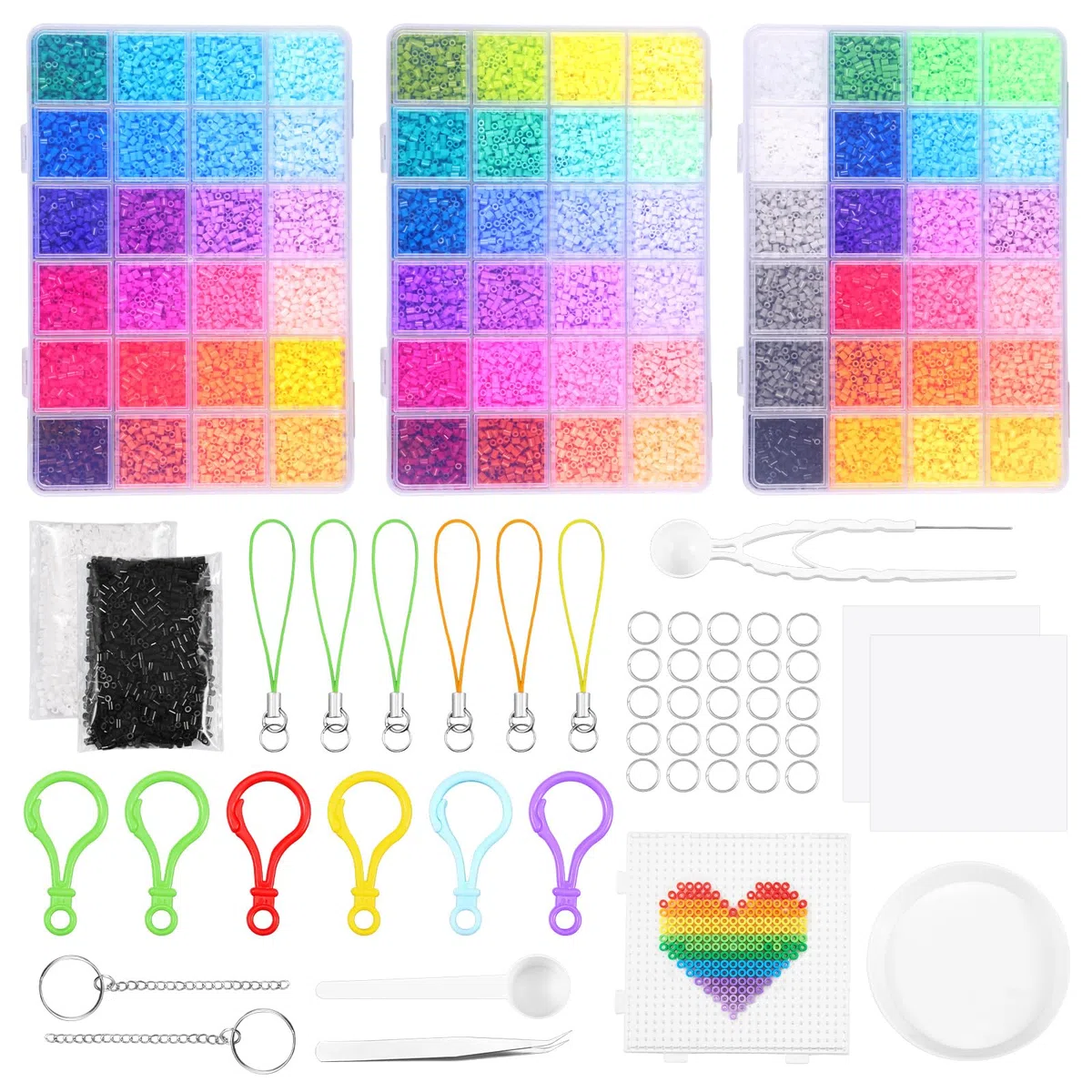 Mini Set di Perline da Stirare 2,6 mm, Piccole Perline con Piastre per Perline da Stirare, Kit di Perline da Stirare Fai-da-Te come Regalo per Bambini & Hobby di Arte Pixel, con Diverso