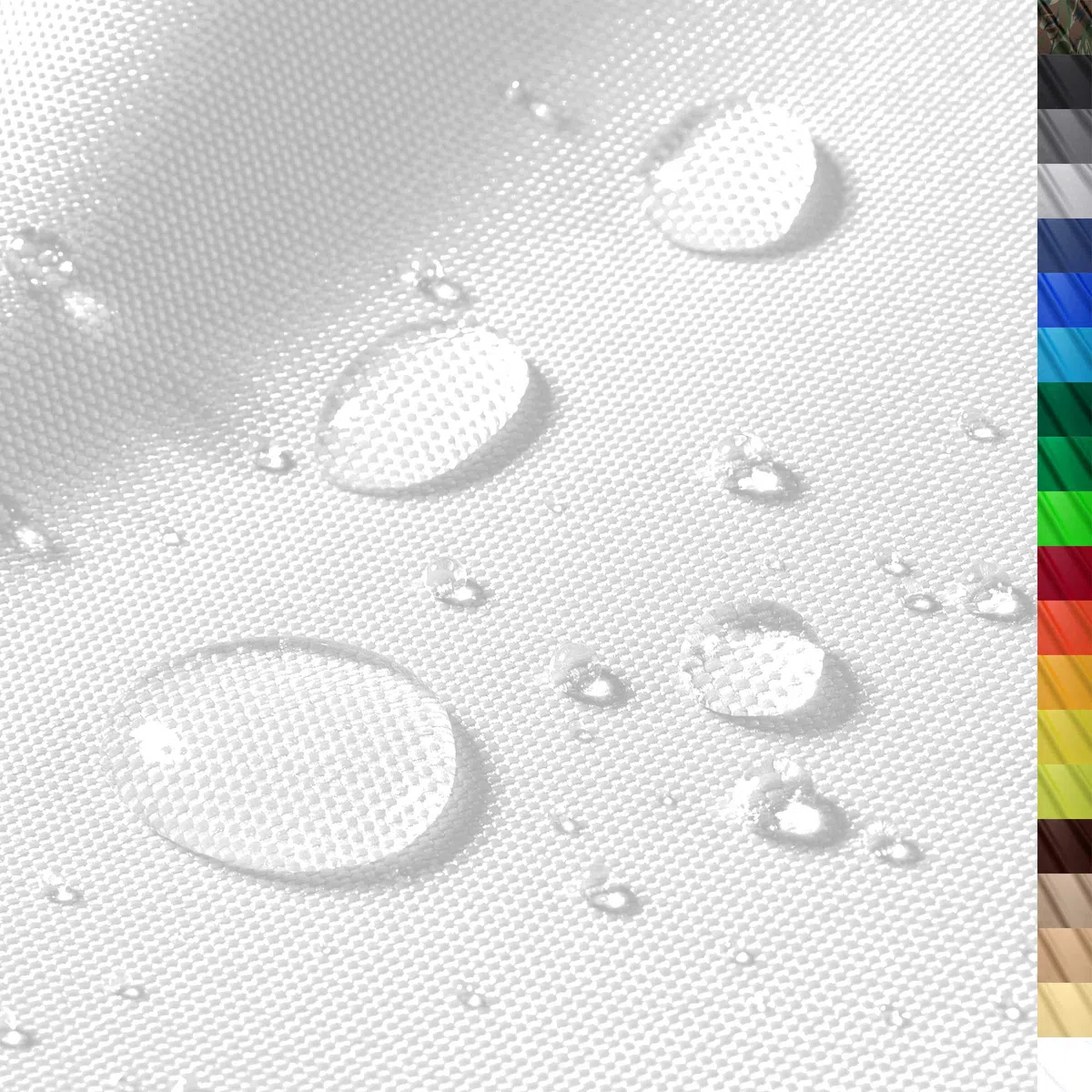 "Monaco Tessuto Impermeabile di Poliestere | 400cm x 160cm | Colonna d' Acqua di 12.000 mm | Colore 01 | Bianco | Tessuto di Poliestere Largo 160cm al Metro Impermeabile Esterno