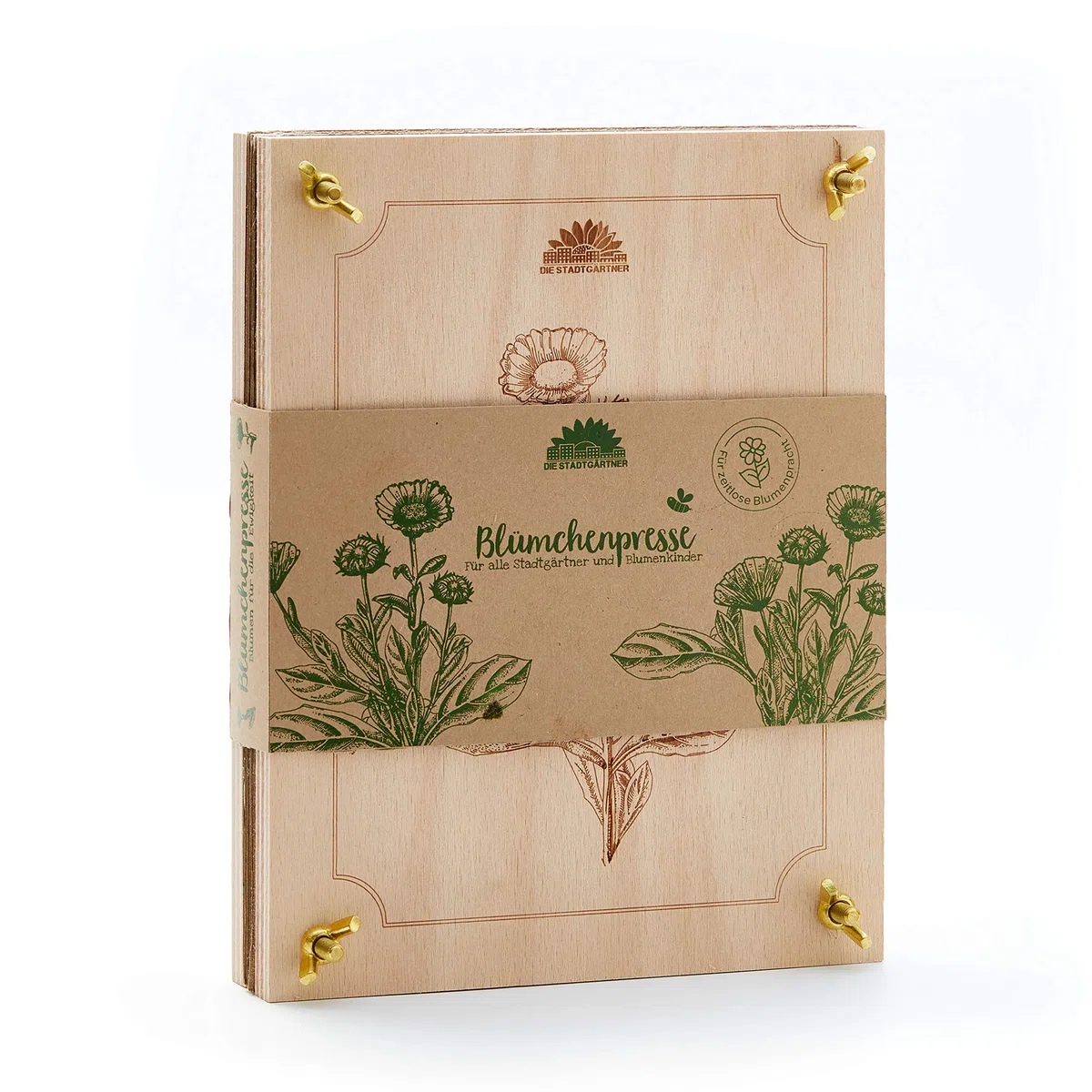 Die Stadtgärtner – Pressa per fiori in legno di faggio, pressa per piante di alta qualità per asciugare delicatamente i fiori, pressa in legno con ampia superficie di pressatura (190 x 250 mm)