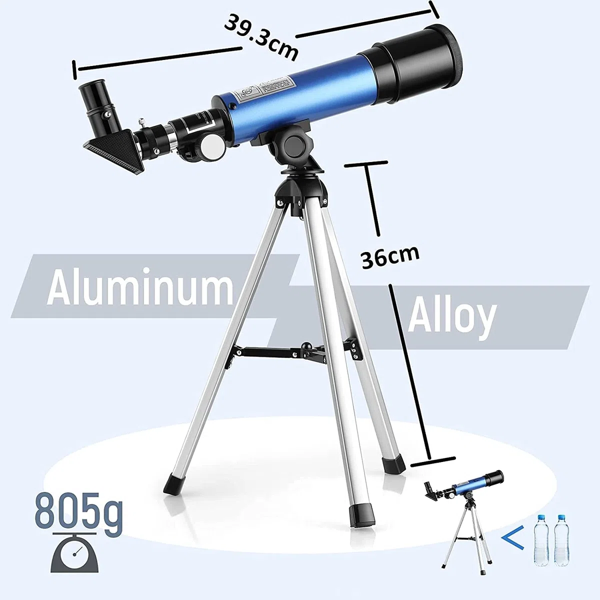 Telescopio 50/360 mm con 2 oculari e treppiede leggero per bambini possono osservare la luna e il cielo notturno, per i giovani aspiranti astronomi