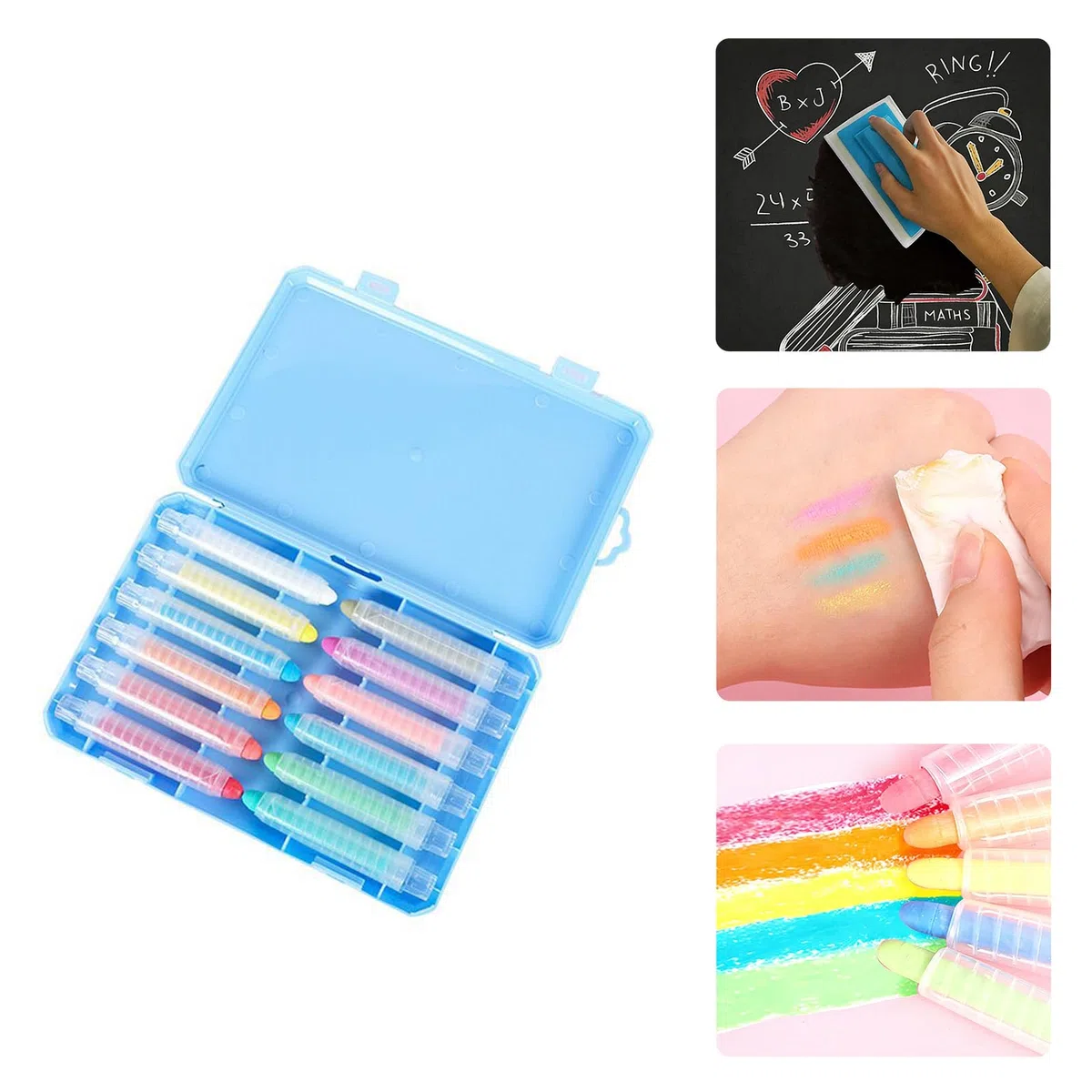 Set Premium di Gessi Solubili in Acqua Senza Polvere per Uso Educativo in Classe e a Casa Con 3 Scatole Colorate Opzionali