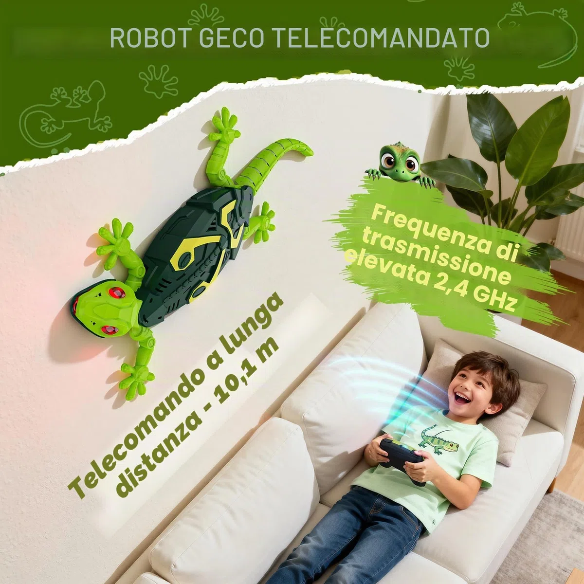 Macchina Arrampicata Geco Telecomandata, Giocattolo Lucertola Robotica Realistica, Adatto a Bambini dai 3 agli 8 Anni, Può Arrampicarsi sui Muri, Design Camaleonte, Regalo di Natale(Type-2)