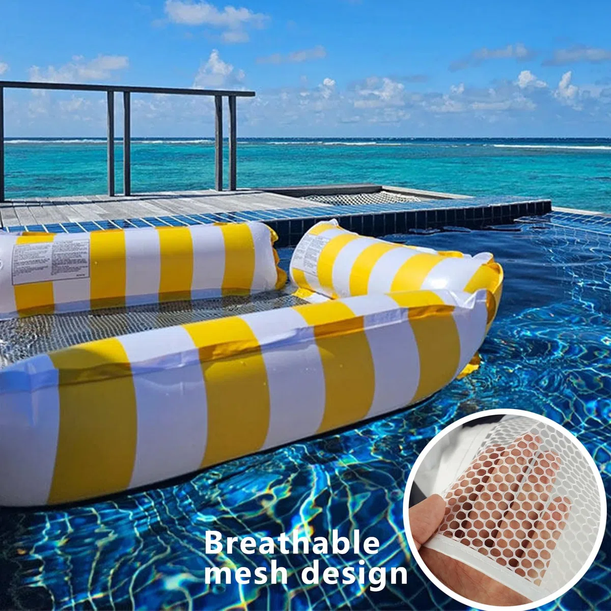 Amaca Gonfiabile 2 Pezzi Amaca Galleggiante per Piscina 4 in 1 Sedia Galleggiante per Piscina Materassino Gonfiabile Mare Piscina Amaca Gonfiabile Mare Materassino Mare