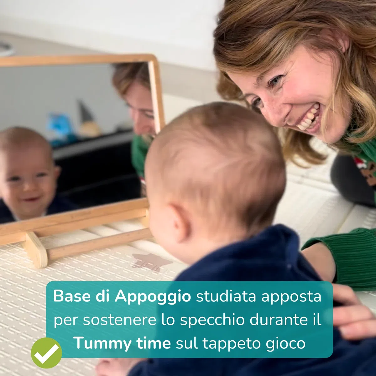 DrSilva Specchio Montessori per Neonati 0-3-6-9-12 mesi Ideale per il Tummy time | Giochi educativi in legno Montessori per bambini