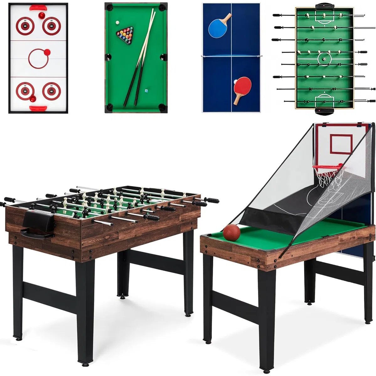 4FT Tavolo da Biliardo Portatile in Legno - Set Fisso Salvaspazio per Bambini - Mini Tavolo da Gioco Con Tutti Gli Accessori