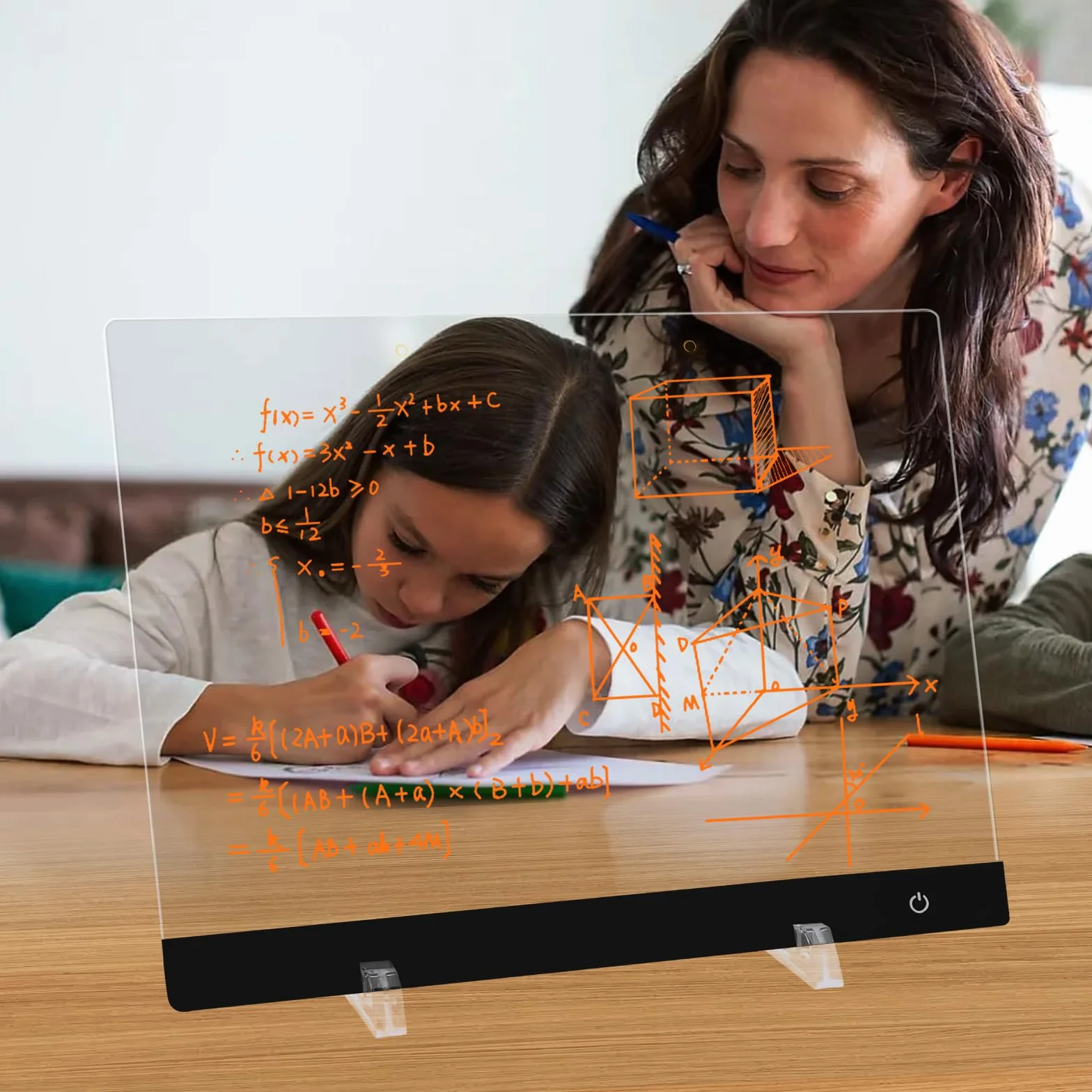 Lavagnetta in Acrilico con Luci LED, 35x25cm Lavagna Promemoria LED, 5 Modalità e 6 Colori Lavagna Luminosa per Disegnare, Tavoletta Grafica Bambini con Penna a 7 Colori, Catena, Supporto