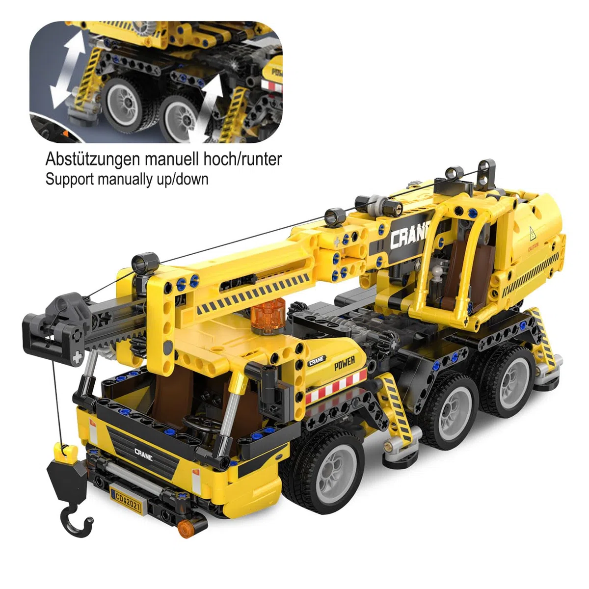 JAMARA CADA 402886 - Gru mobile per cantieri a partire dagli 8 anni, giocattolo per bambini, idea regalo per bambini, veicolo in mattoncini di serraggio, design dettagliato