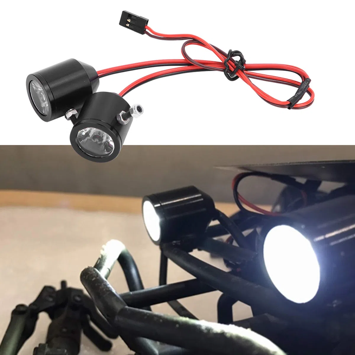 Faretti RC Faro di ricerca RC ad alta luminosità per modello di auto RC(black)