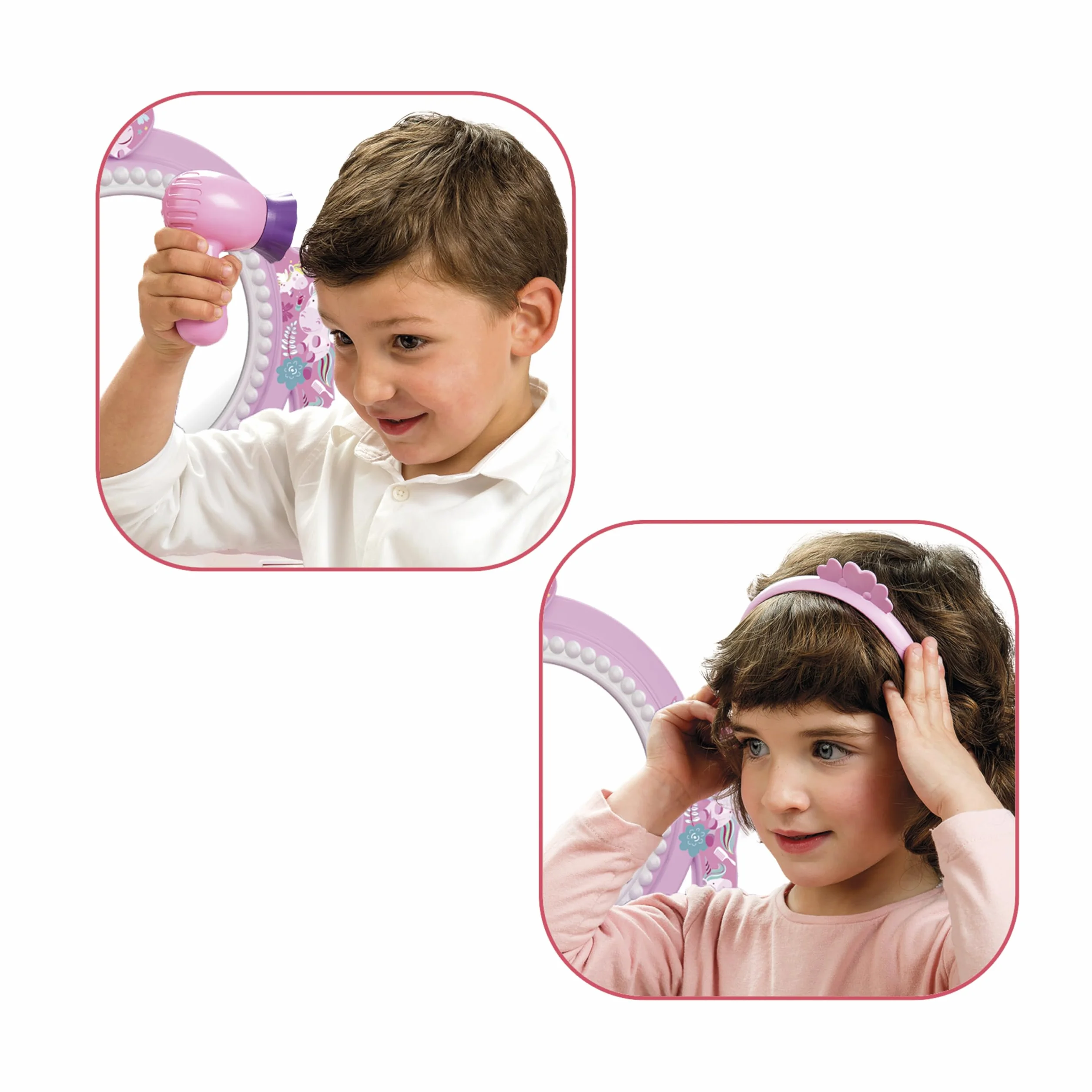 Chicos - Top Star Toeletta Trucco Bambina con Specchiera e Sgabello | Tavolo Trucchi Bambina con 12 Accessori | Postazione Trucco bambina Giocattolo 3+ Anni, Design Unicorno (87398)
