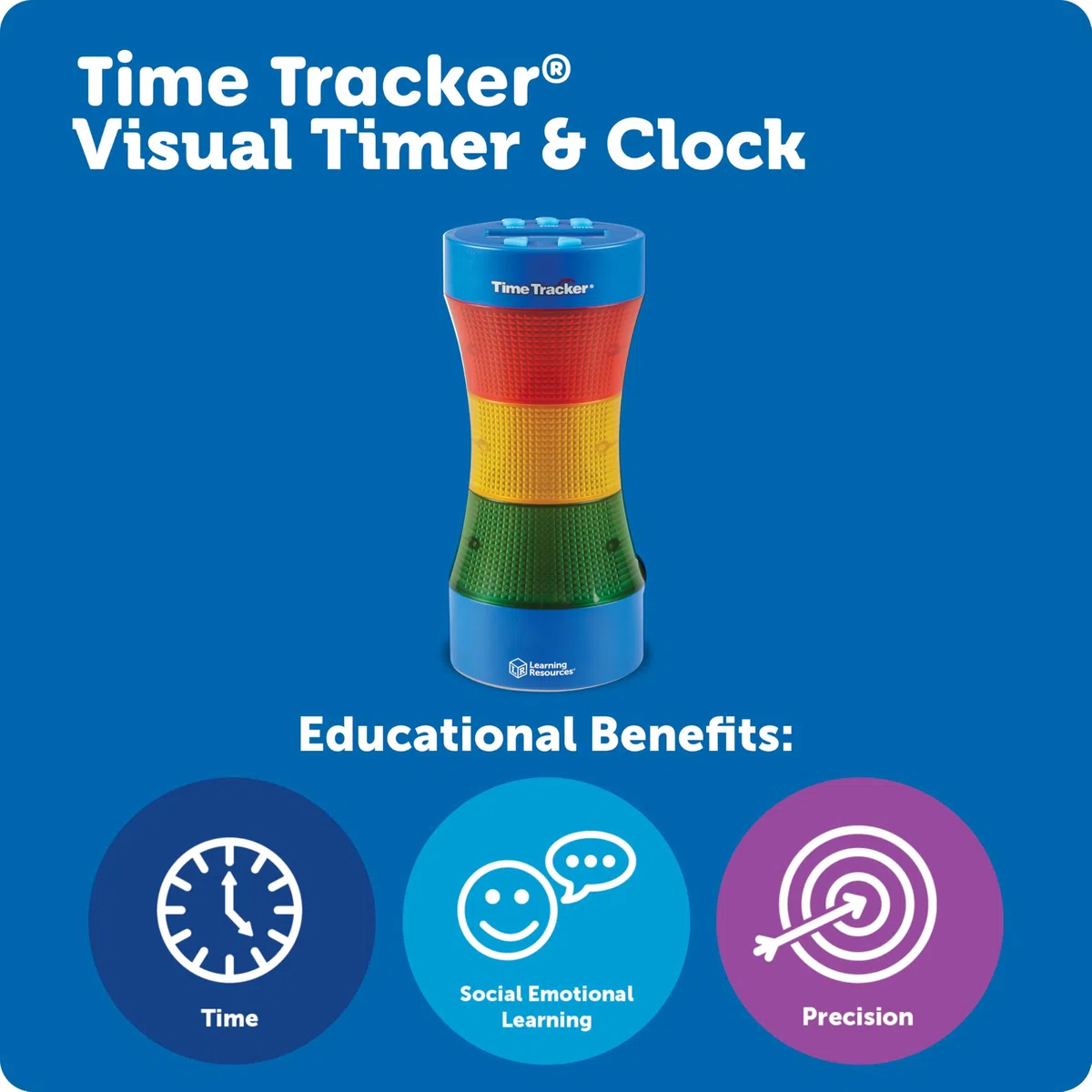 Learning Resources Timer Time Tracker 2.0, dai 5 Anni, Orologio Didattico con Indicatore Visivo e Sonoro, Timer per Aula e Giochi Educativi, Aiuta la Concentrazione