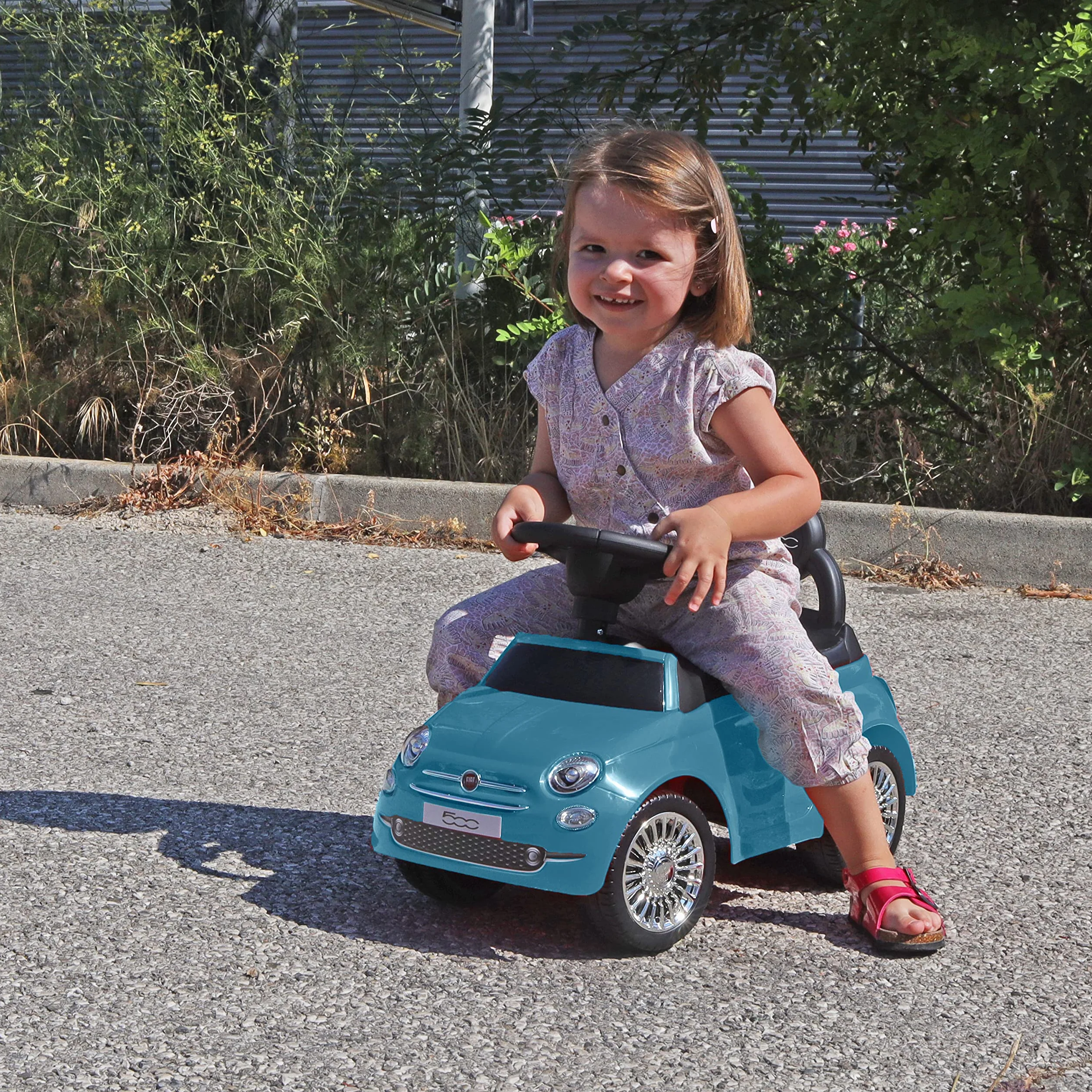 TURBO CHALLENGE - Fiat 500 - Camminatore - 119095 - Ruote Libere - Blu - Max 25 kg - Plastica - Batterie Non Incluse - Giocattolo per Bambini - Regalo - A partire dai 12 mesi