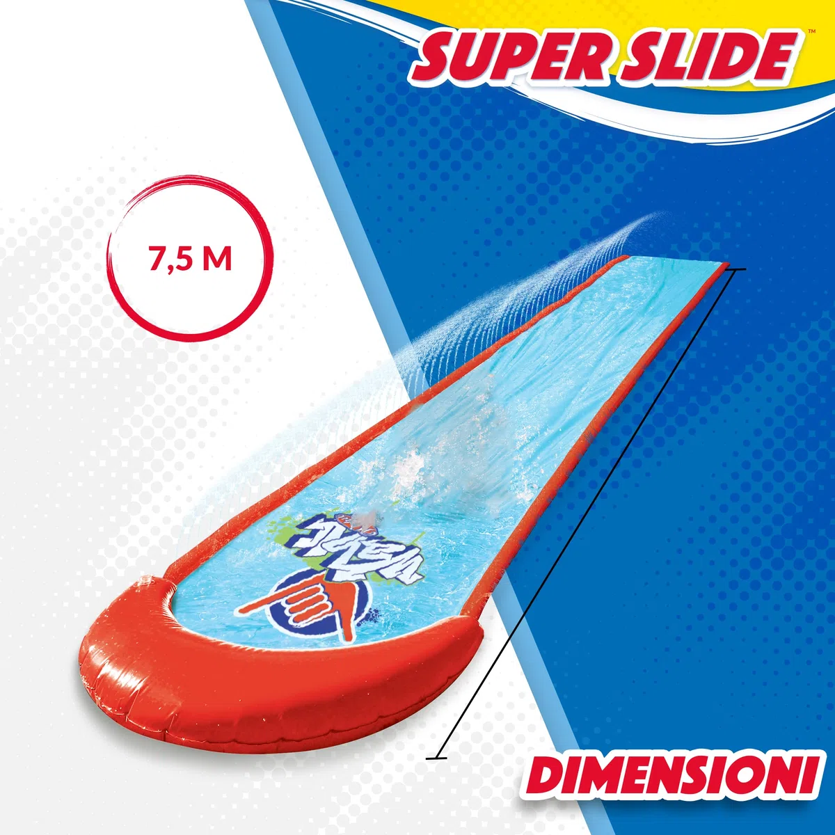 Wahu - SUPER SLIDE - Scivolo Acquatico da 7,5 m per Giochi da Giardino per Bambini dai 5 anni - Con Sistema di Nebulizzazione - Facile da Installare - Regalo Bambino Perfetto per l’Estate
