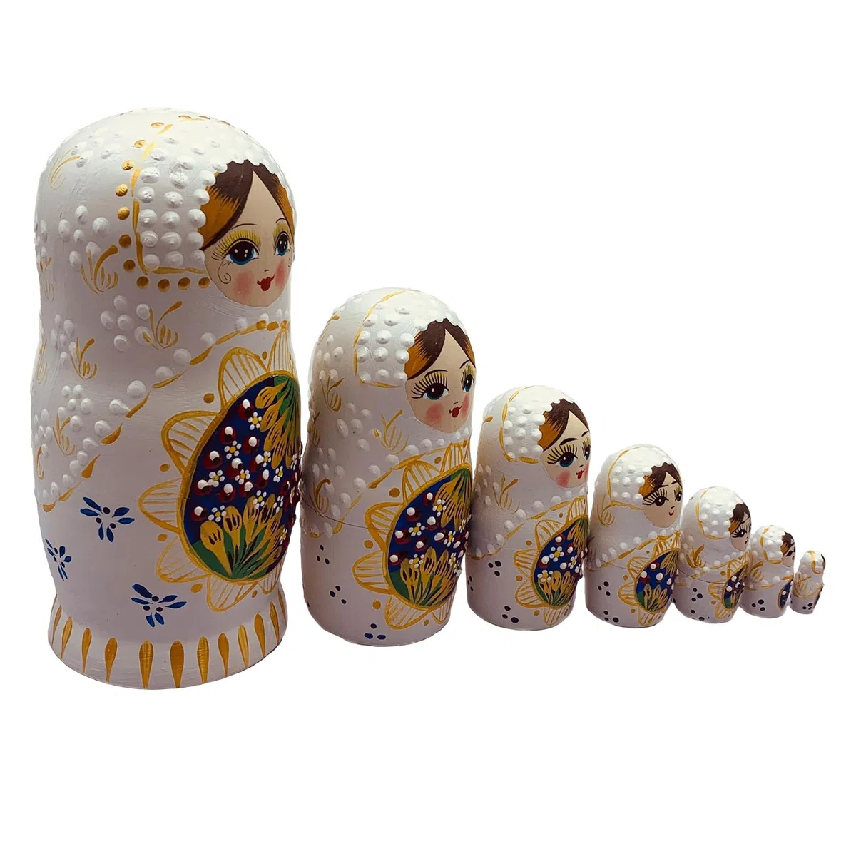 Matrioska - Set di 7 bambole russe in legno dipinte a mano, decorazione artigianale in legno per bambole da esposizione