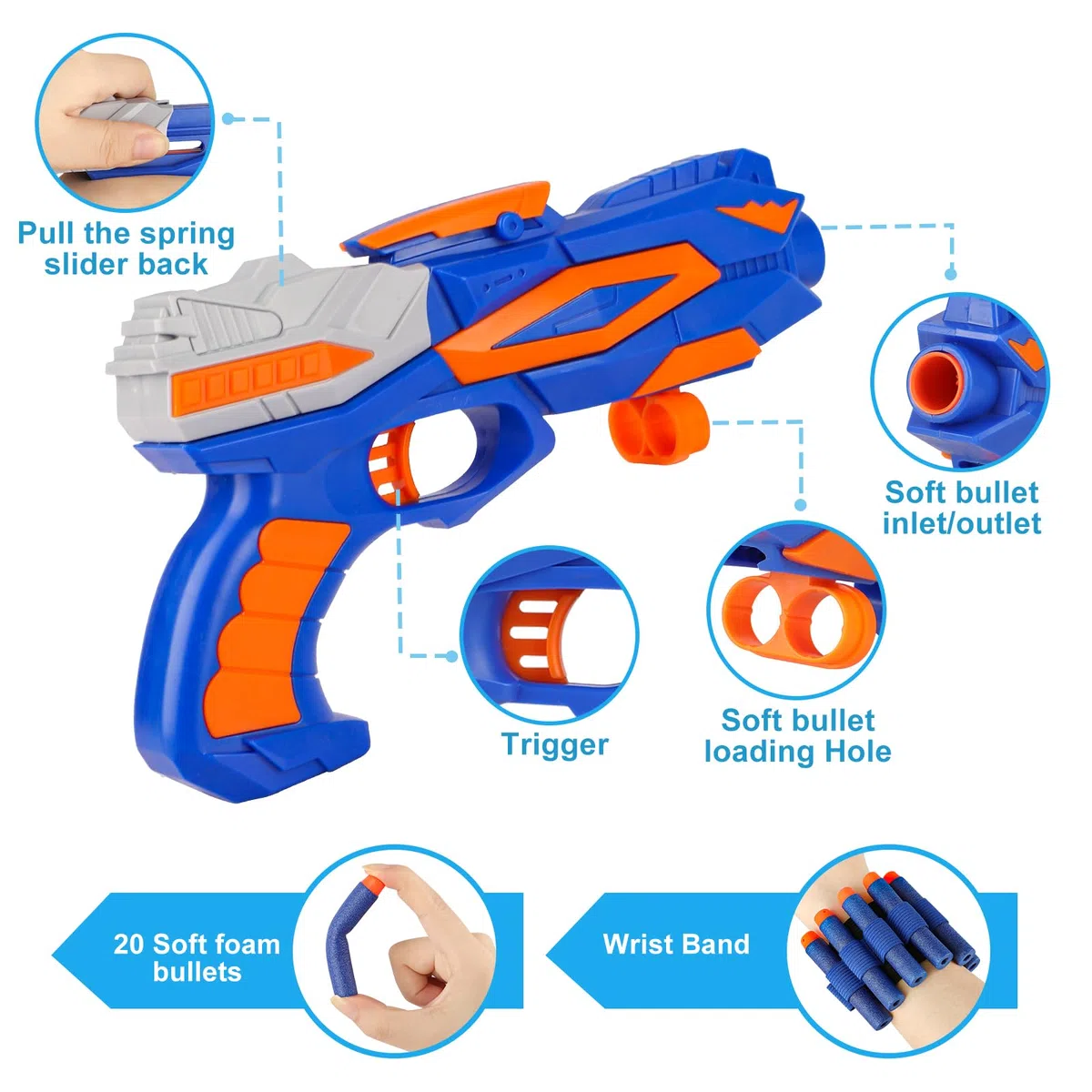 Tiro al Bersaglio con Pistola Giocattolo per Bambini 3 4 5 6 7 8 9 10 anni, Bersaglio Digitale Elettrico per Nerf, 20 Proiettili, Giochi Bimbo Gioco Blaster Interno Esterno Regalo Compleanno Natale
