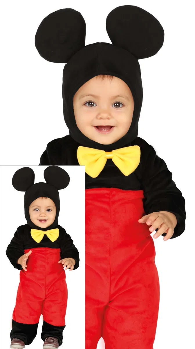 FIESTAS GUIRCA | Costume Topolino per Bambini - Cappello e Abbigliamento per Feste - Costumi da Animali per Halloween, Carnevale e Feste Infantili - Ideale per Bebè e Bambini Piccoli - Nero e Rosso