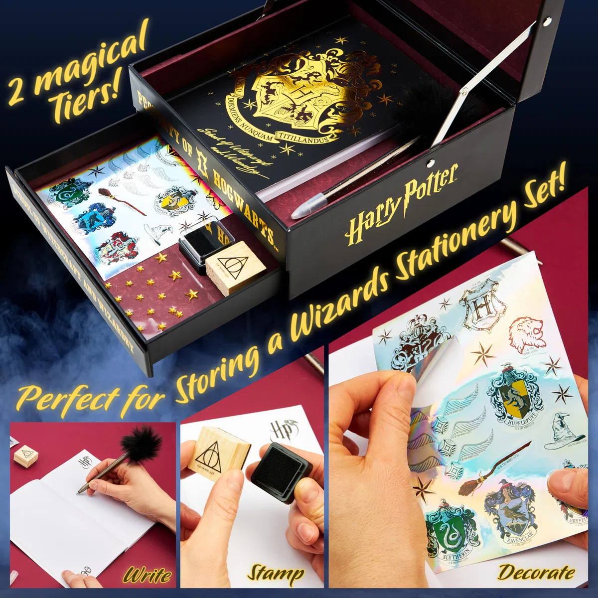 Harry Potter Scrapbooking Kit Cancelleria Kawaii Scrapbooking Accessori Adesivi Timbri Taccuino Attivita Creative per Bambini (Nero/Borgogna)