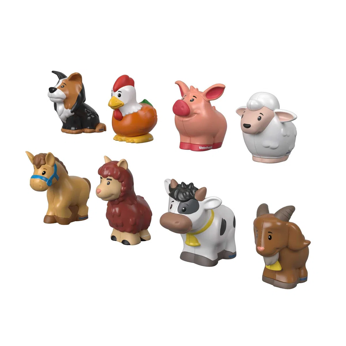Fisher-Price-Animali della Fattoria Little People, 8 Animali tra cui Lama, Gallina, Mucca, Capretta, Cavallo, Maialino, Pecora e Cagnolino, Giocattolo per Bambini 1+, GFL21