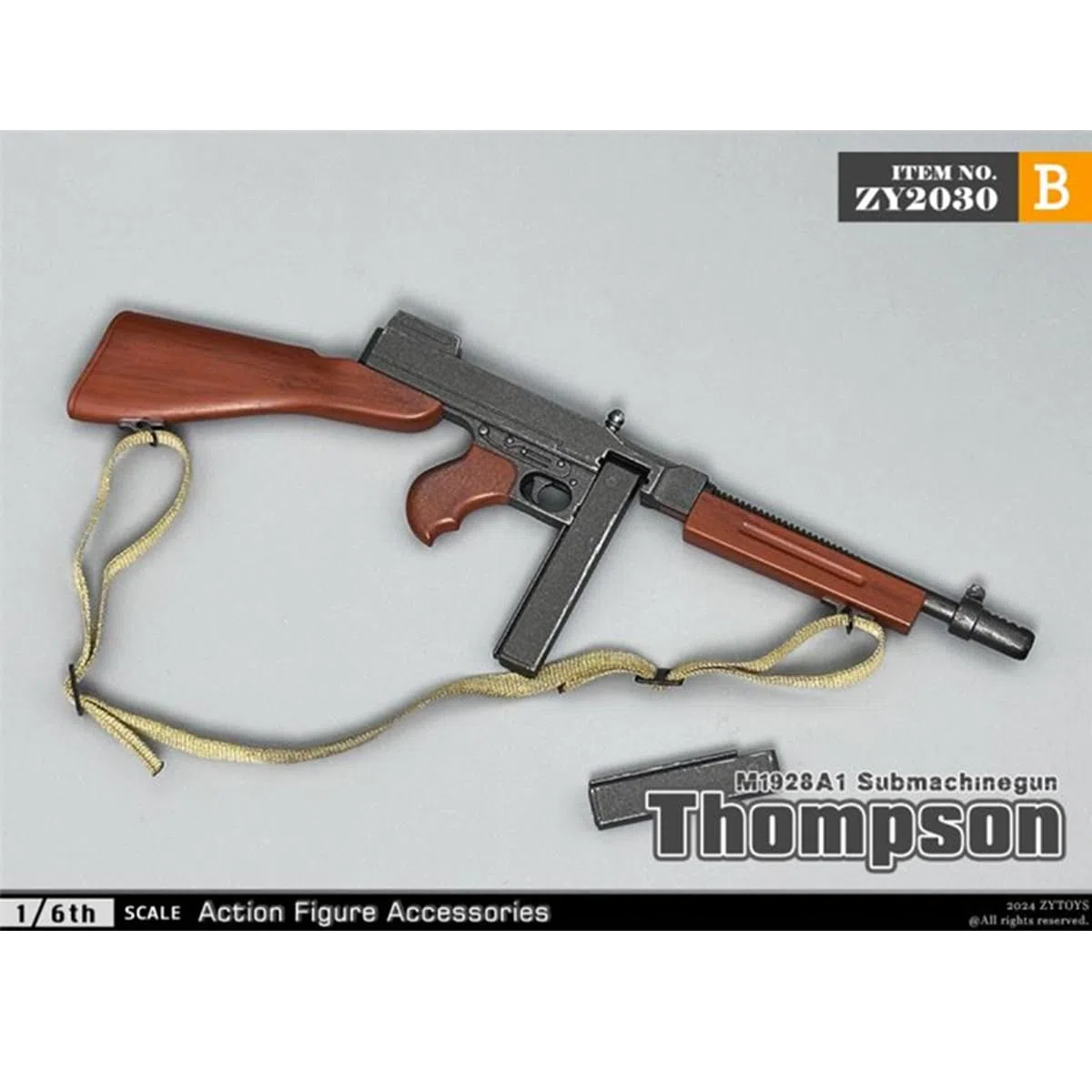 HiPlay ZYTOYS, Thompson Mitragliatore ZY2030B, accessorio per figura in scala 1/6 per figura da collezione da 30,5 cm