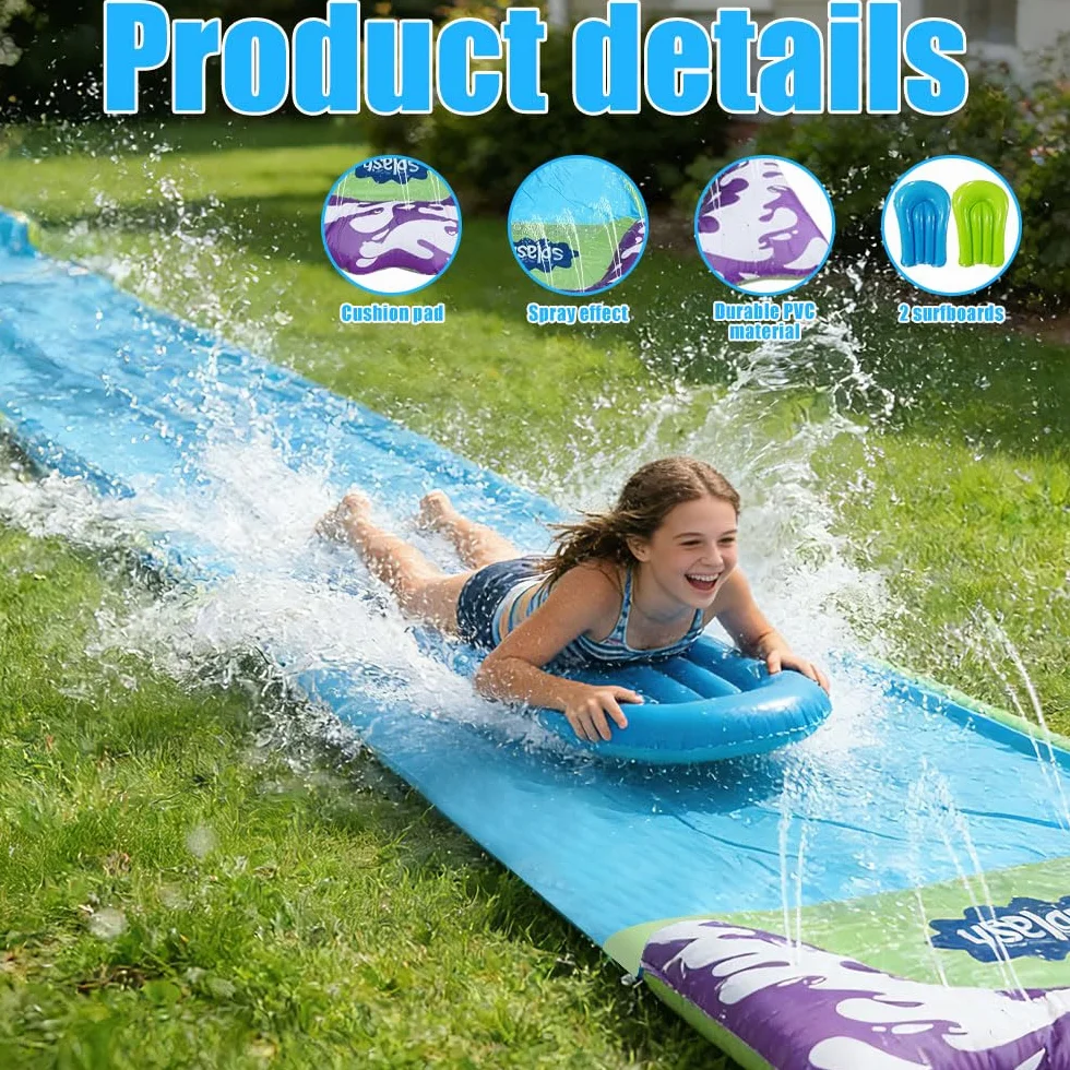 Scivolo d'Acqua da Giardino per Bambini – Scivolo Gonfiabile da 480 Cm (15,8 Piedi) con 2 Bodyboard, Spruzzatore Integrato E Tanto Divertimento per Bambini E Adulti (Uso Esterno)