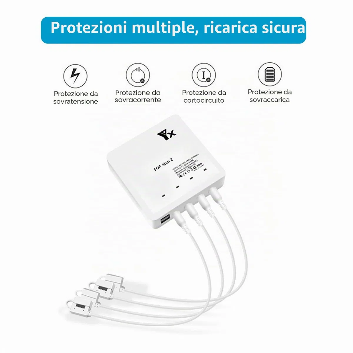 Caricabatterie per DJI Mini 4K/2,Mini 2 SE Drone, 6 in 1 Caricatore,Ricarica 4 Batterie, Stazione di Ricarica Carica Batteria Accessori