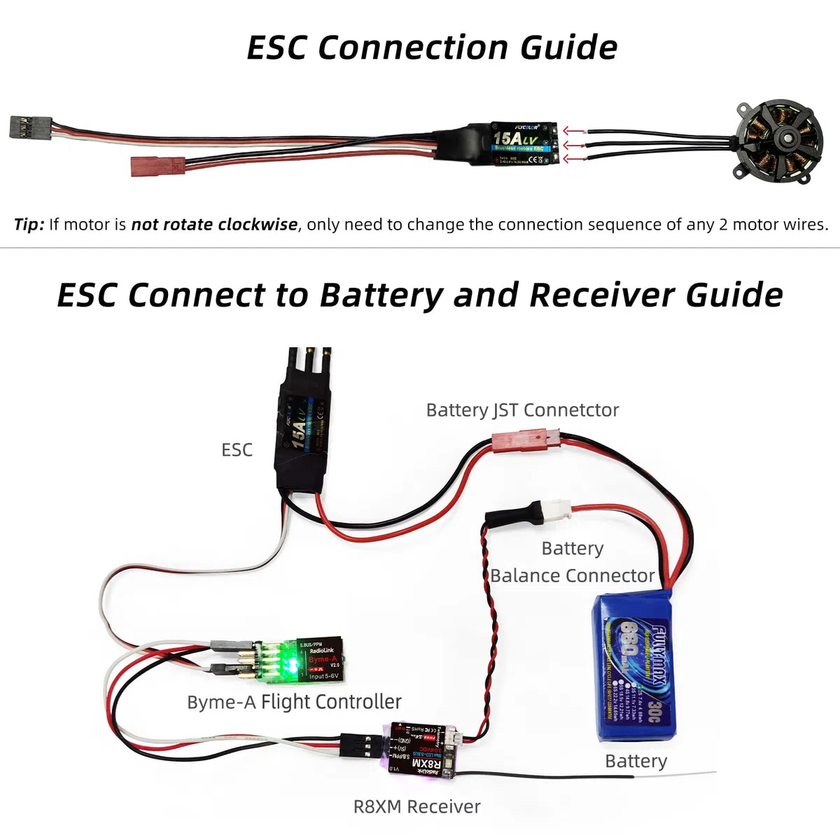 FLYCOLOR 15A RC Brushless Motore Elettrico Regolatore di Velocità Built-in 5V/2A BEC, Supporto 2S-4S LiPo ESC per Radiolink A560 Aereo