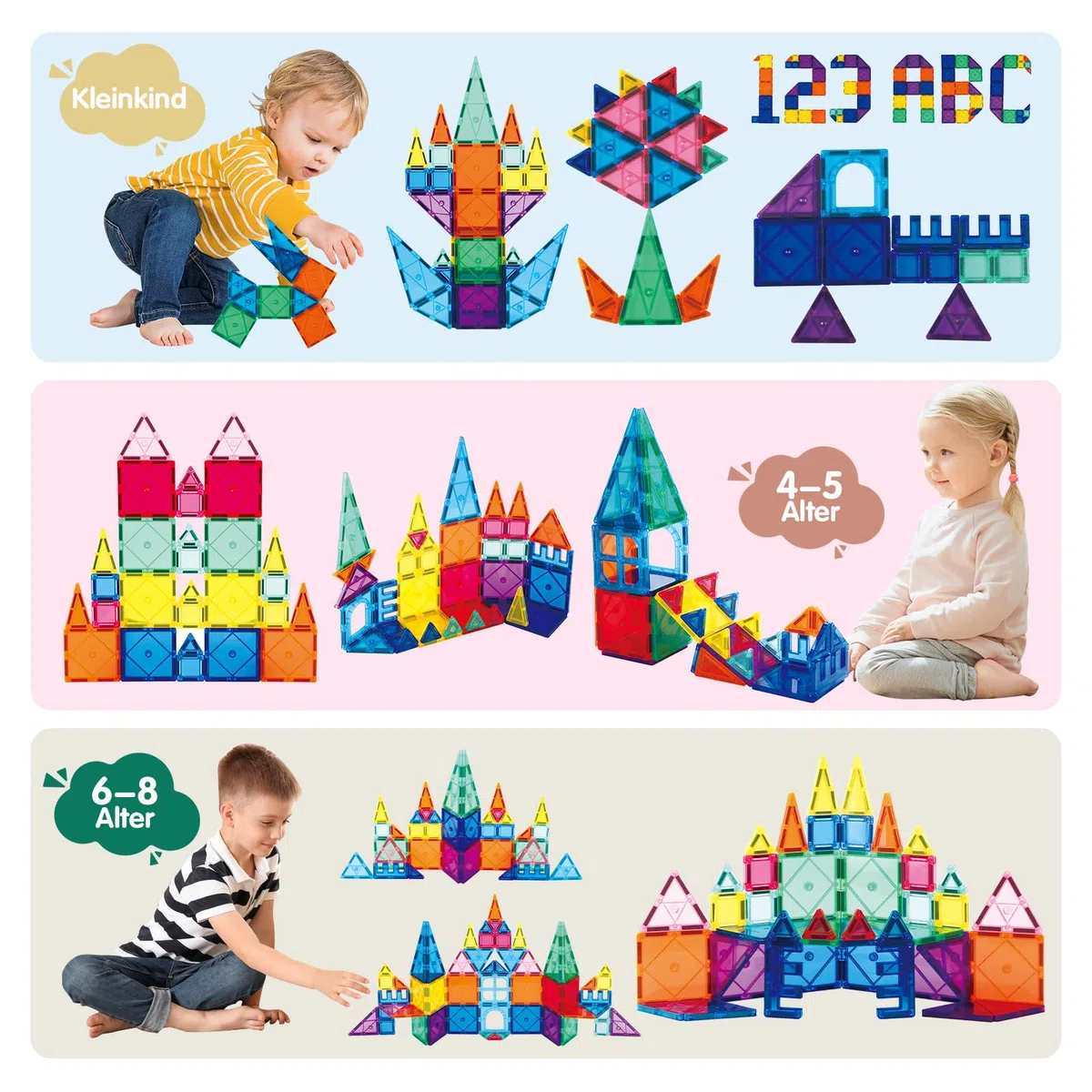 SURFOU Costruzioni Magnetiche 58 Pezzi, Blocchi da Costruzione Giocattoli Educativi STEM Montessori per Bambini 3-7 Anni, Giochi Educativi Creativi, Regalo Perfetto Ragazzi e Ragazze